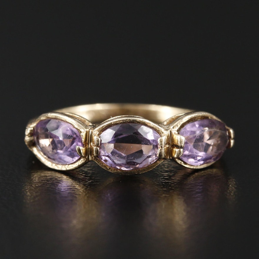 14K Yellow Gold Amethyst Band