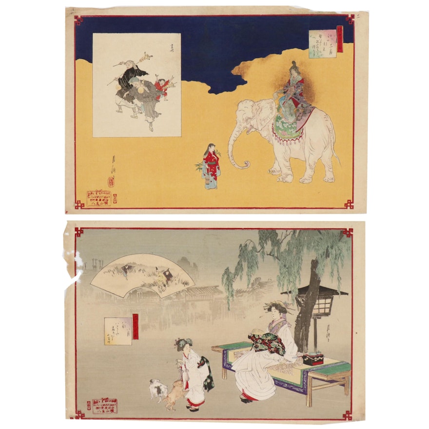 Ogata Gekkō Woodblocks from Series "Twelve Months of Ukiyo-e", 1890