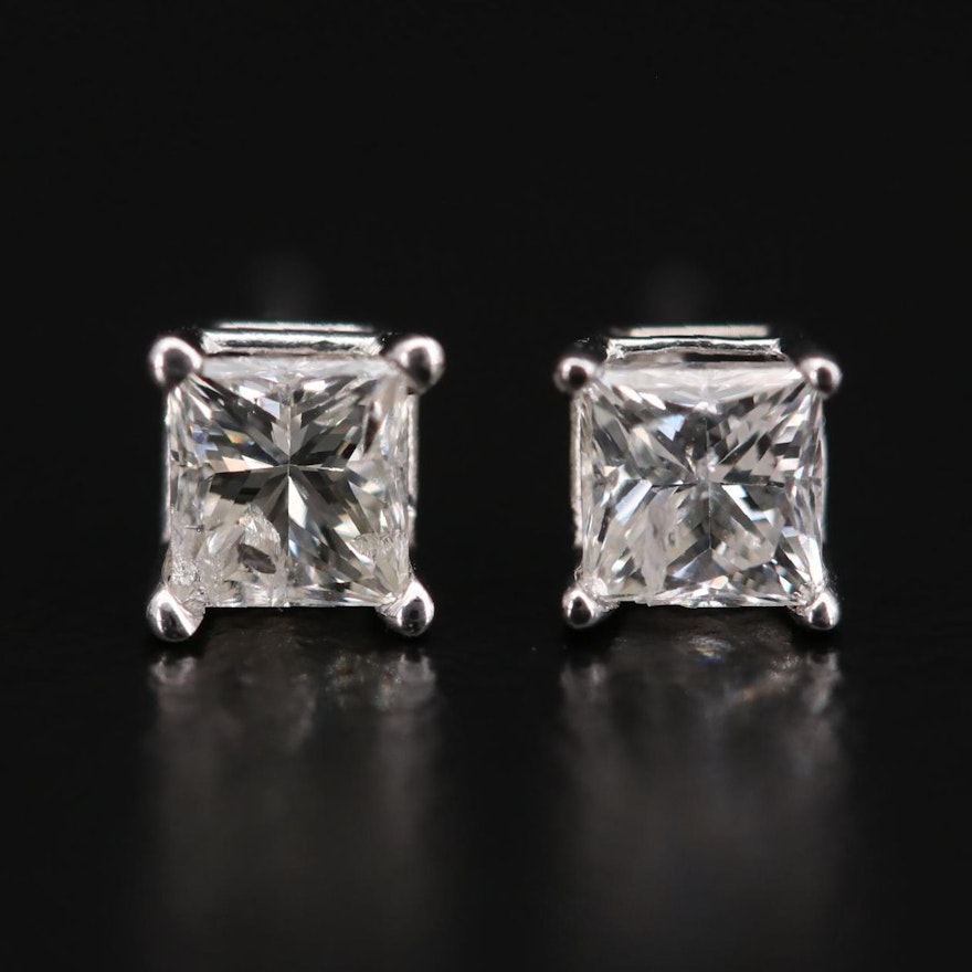14K White Gold 0.36 CTW Diamond Stud Earrings