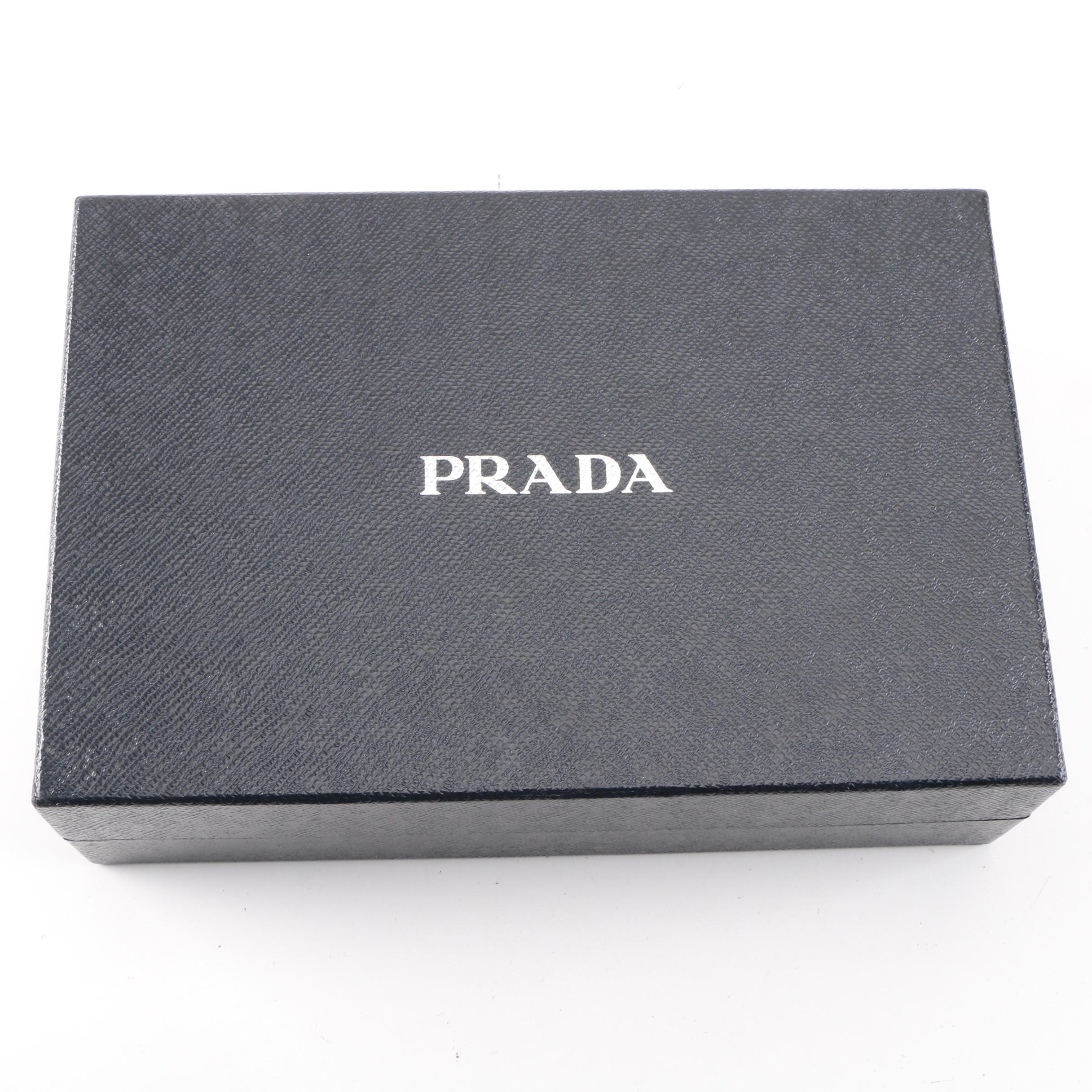 Prada Militare Suede Grommet and Fringe Clutch