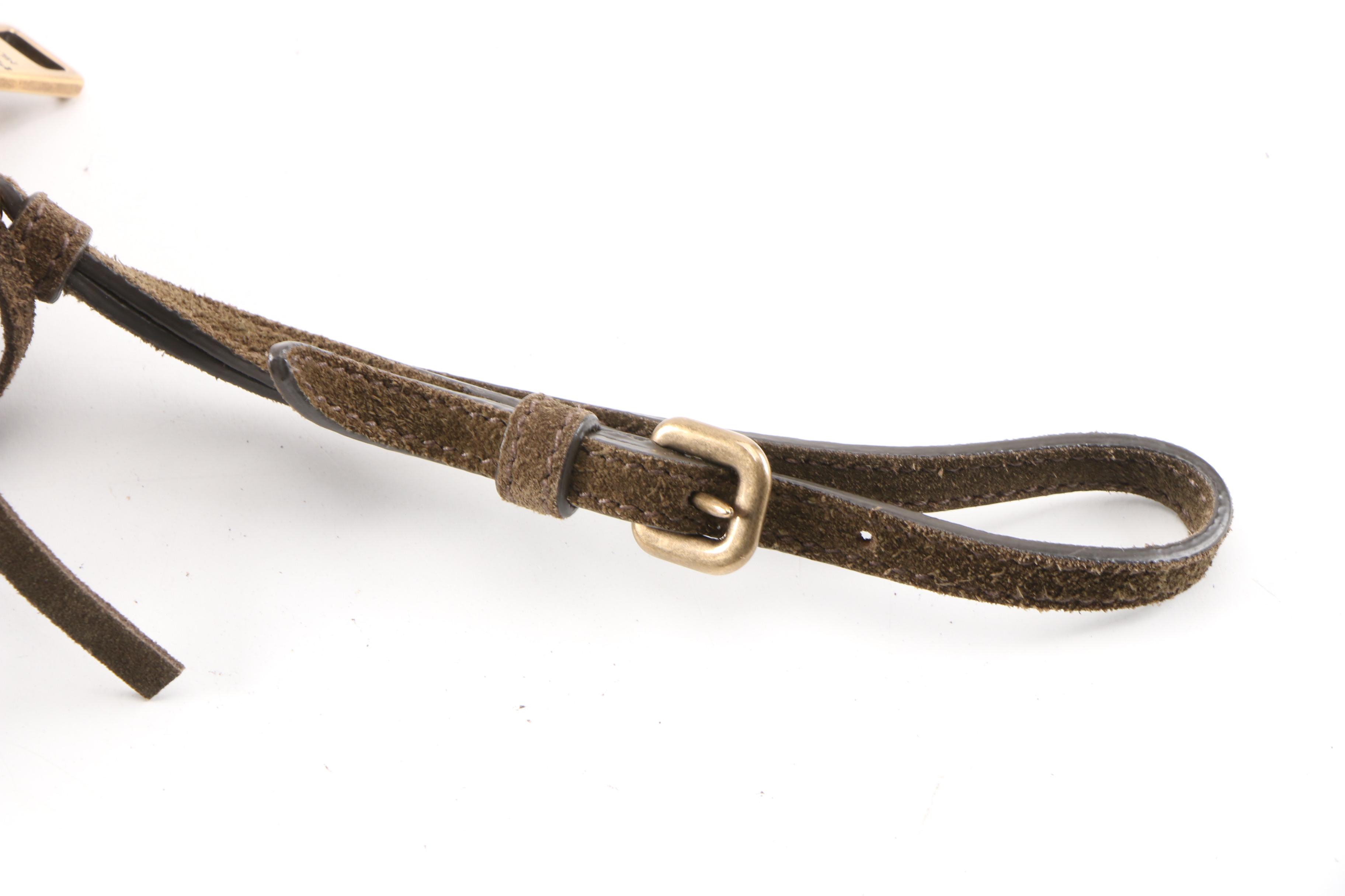 Prada Militare Suede Grommet and Fringe Clutch