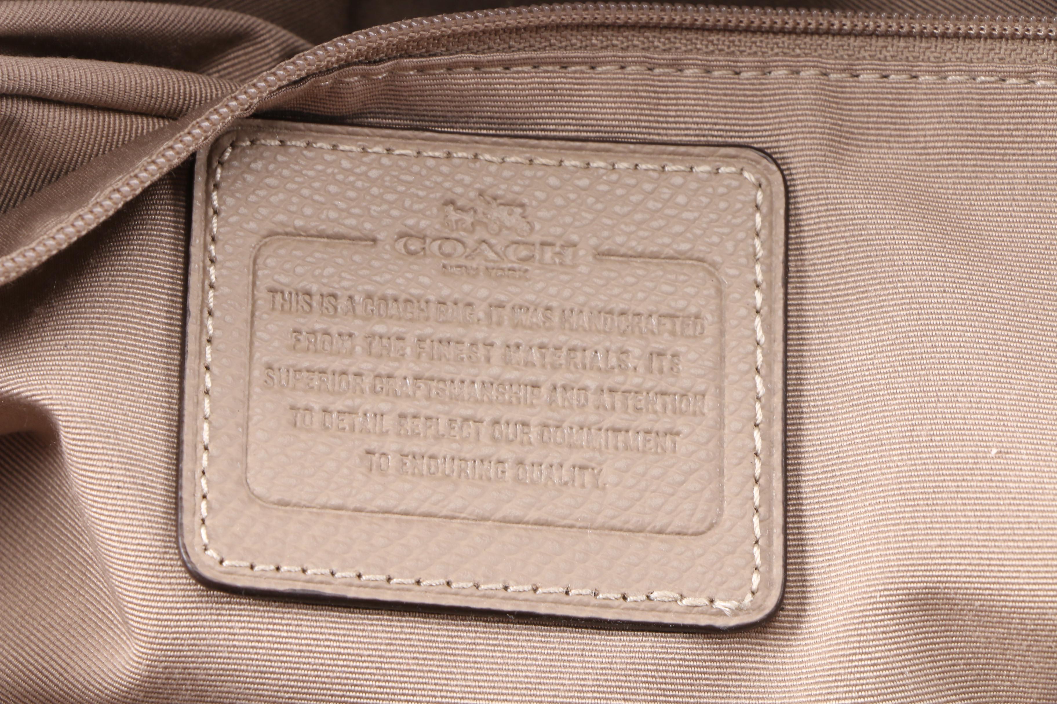 Coach Cora Domed Taupe Grained Leather Convertible Satchel