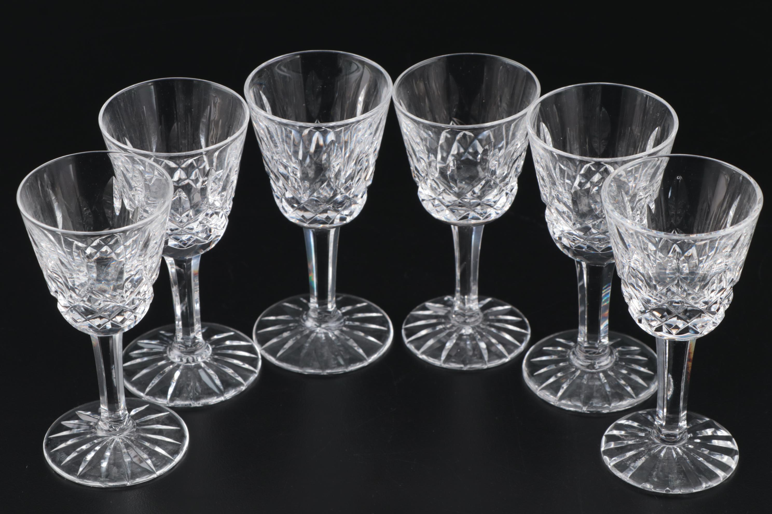 Waterford Crystal "Lismore" Cordial Glasses, Mid to Late 20th Century