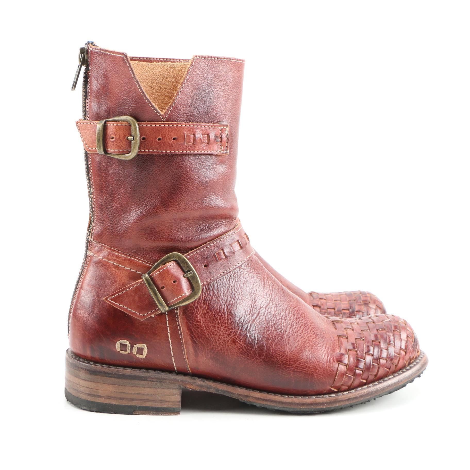 BED|STÜ and Freebird Basket Weave and Embossed Leather Boots