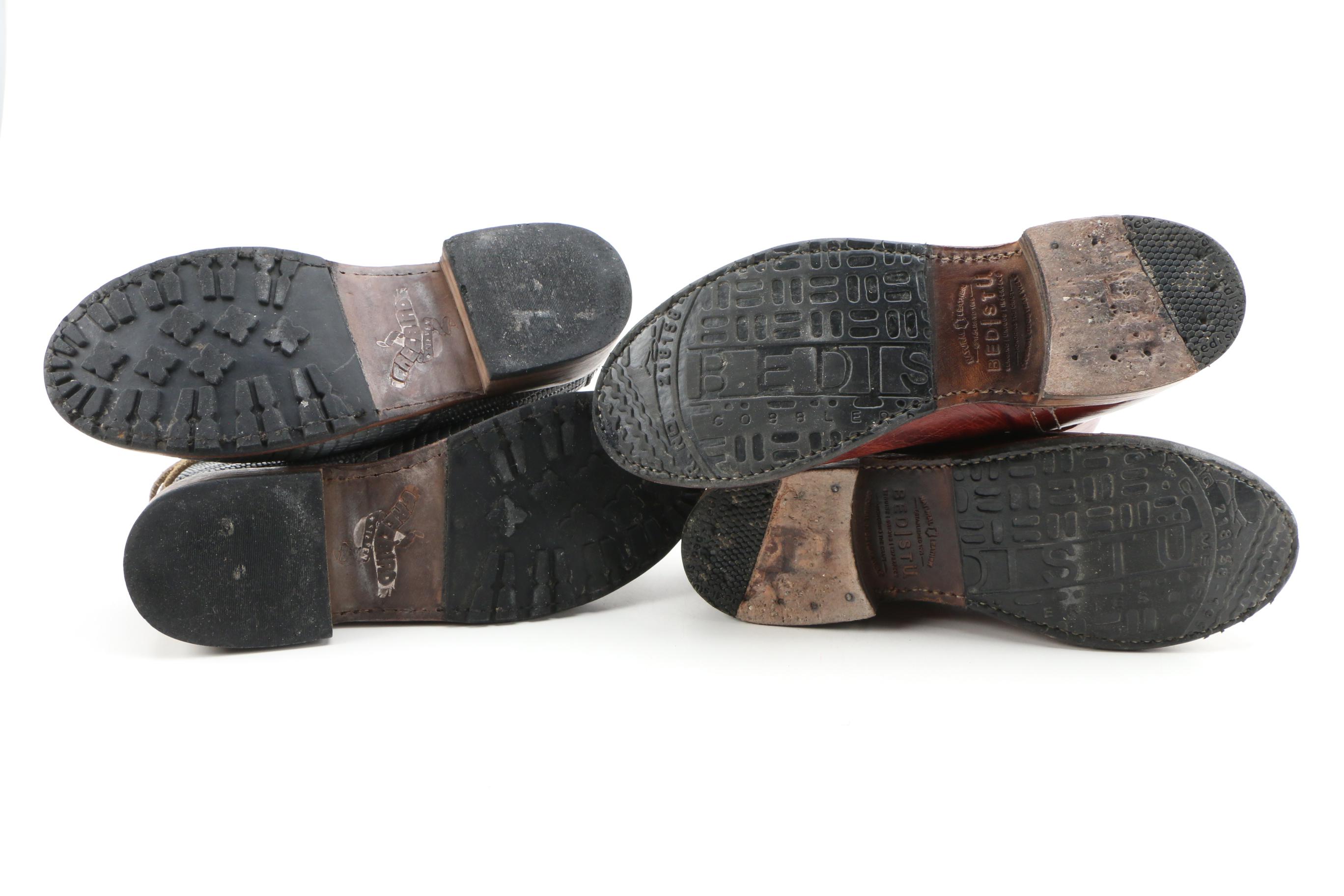 BED|STÜ and Freebird Basket Weave and Embossed Leather Boots