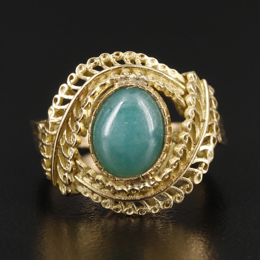 18K Yellow Gold Jadeite Ring