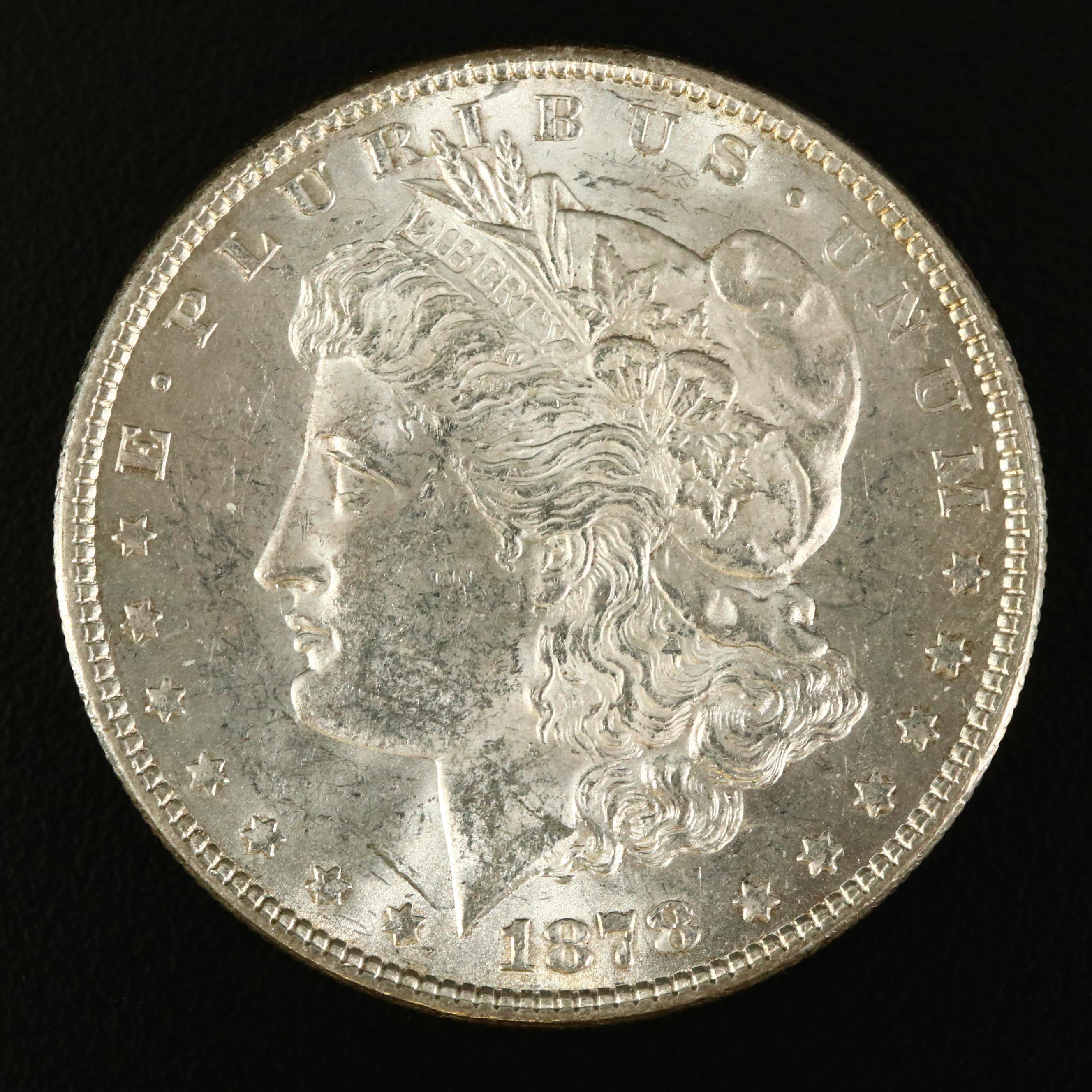 1878 Morgan Silver Dollar, 7 Over 8 Tail Feathers Variety