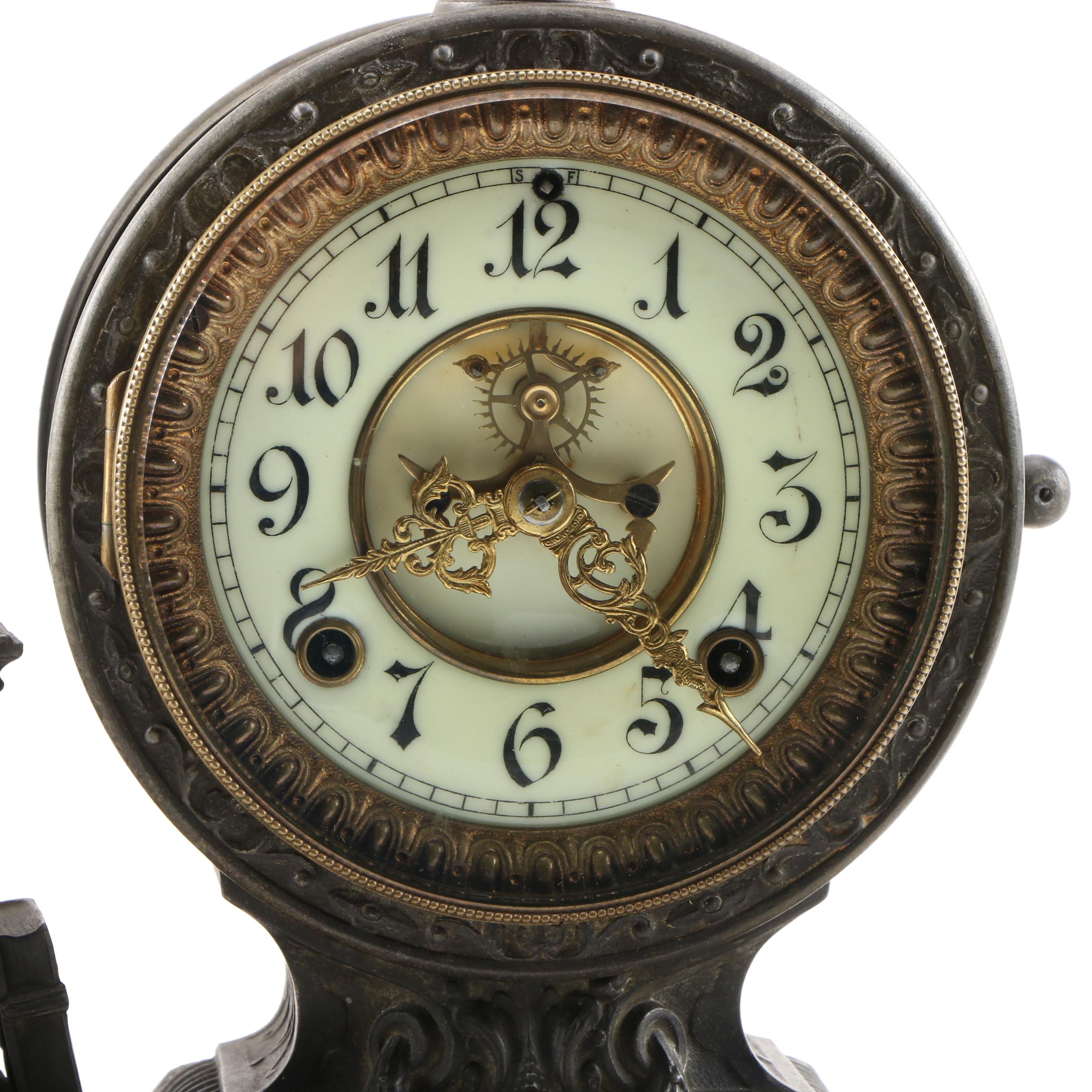 Ansonia Figural Mantel Clock of Isaac Newton