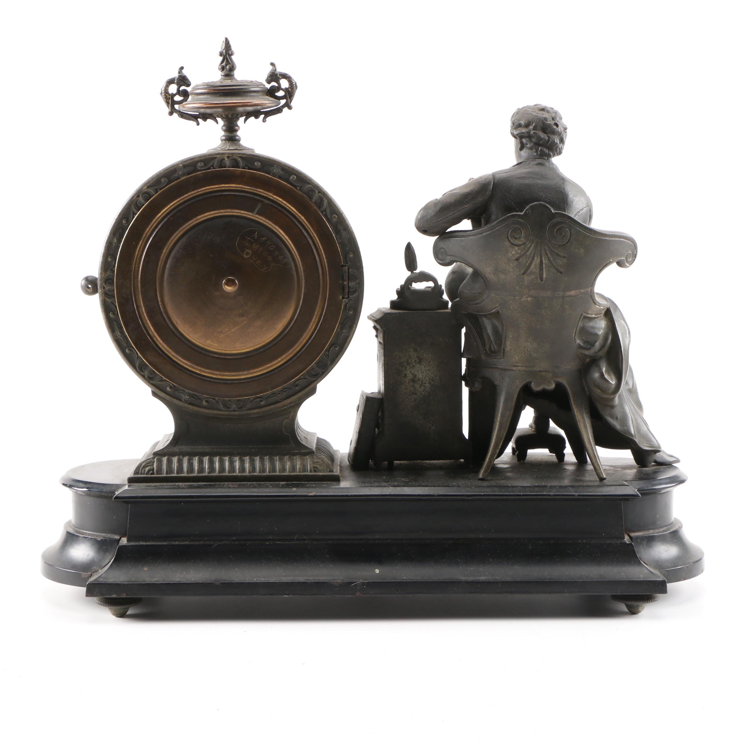 Ansonia Figural Mantel Clock of Isaac Newton