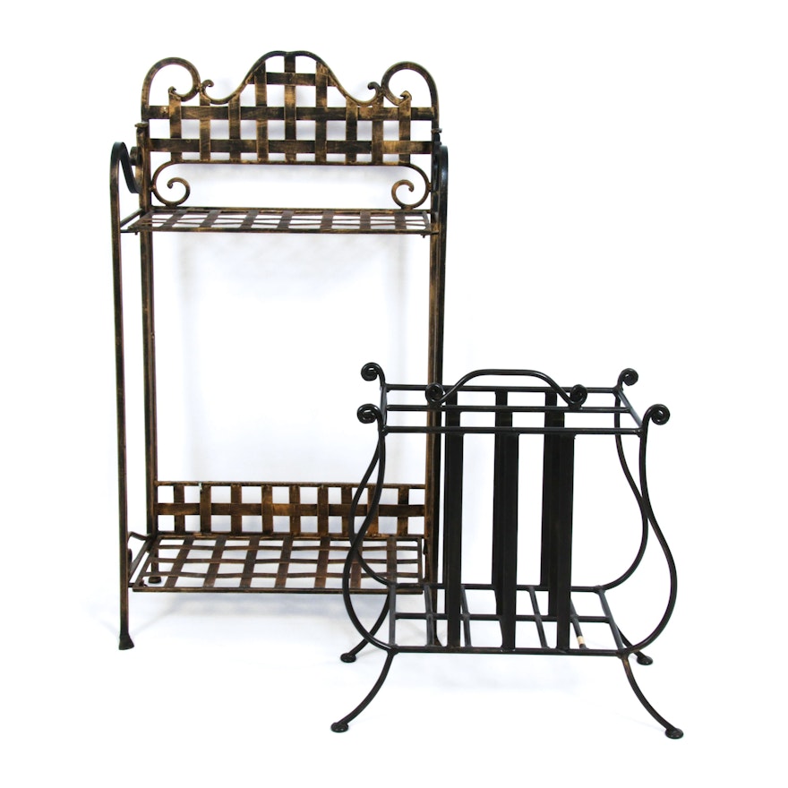 Metal Magazine Rack and Collapsible Storage Shelf