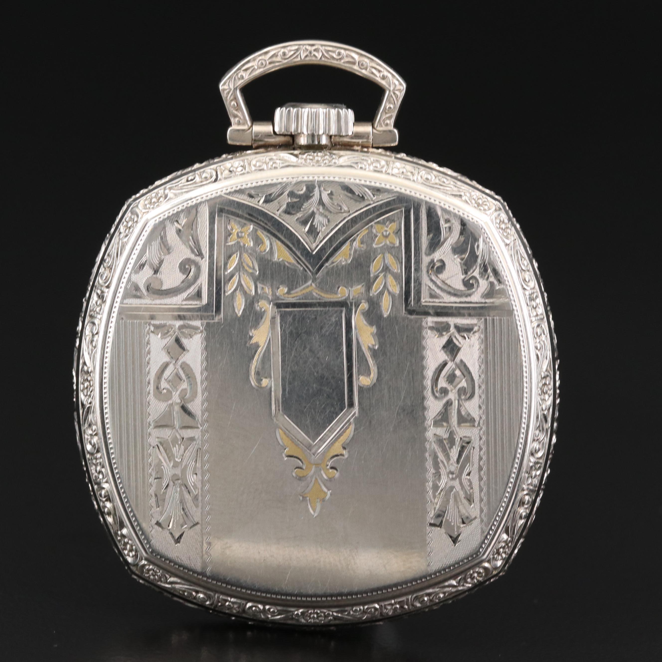 Vintage Illinois 14K Gold Filled Cushion Case Pocket Watch, 1922