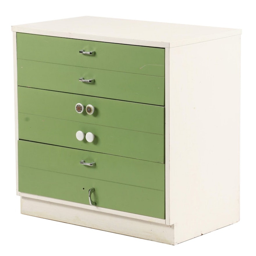 Mid Century Modern Green and White Laminate Chest, Mid-20th Century