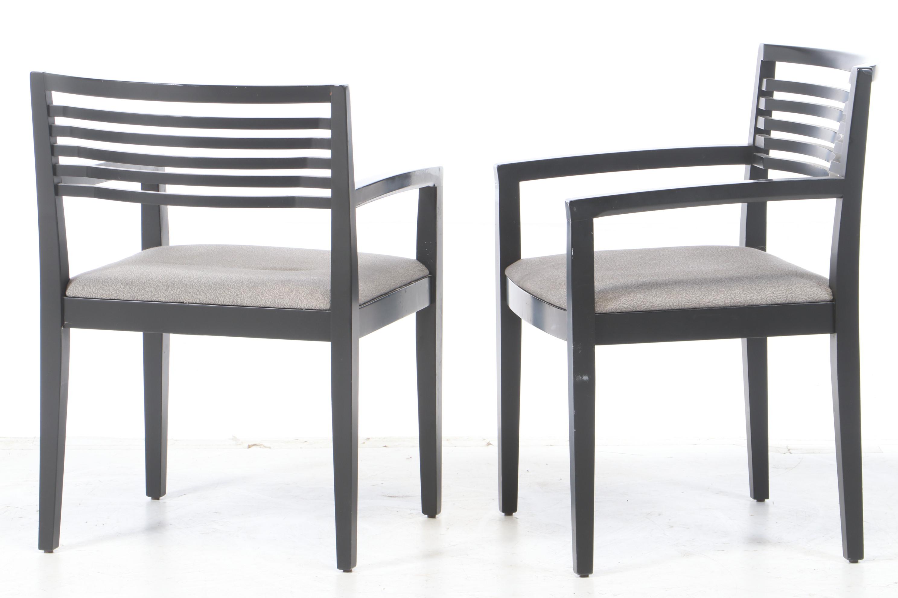 Contemporary Modern Knoll Studio "Ricchio" Ebonized Wood Arm Chairs, 1990s