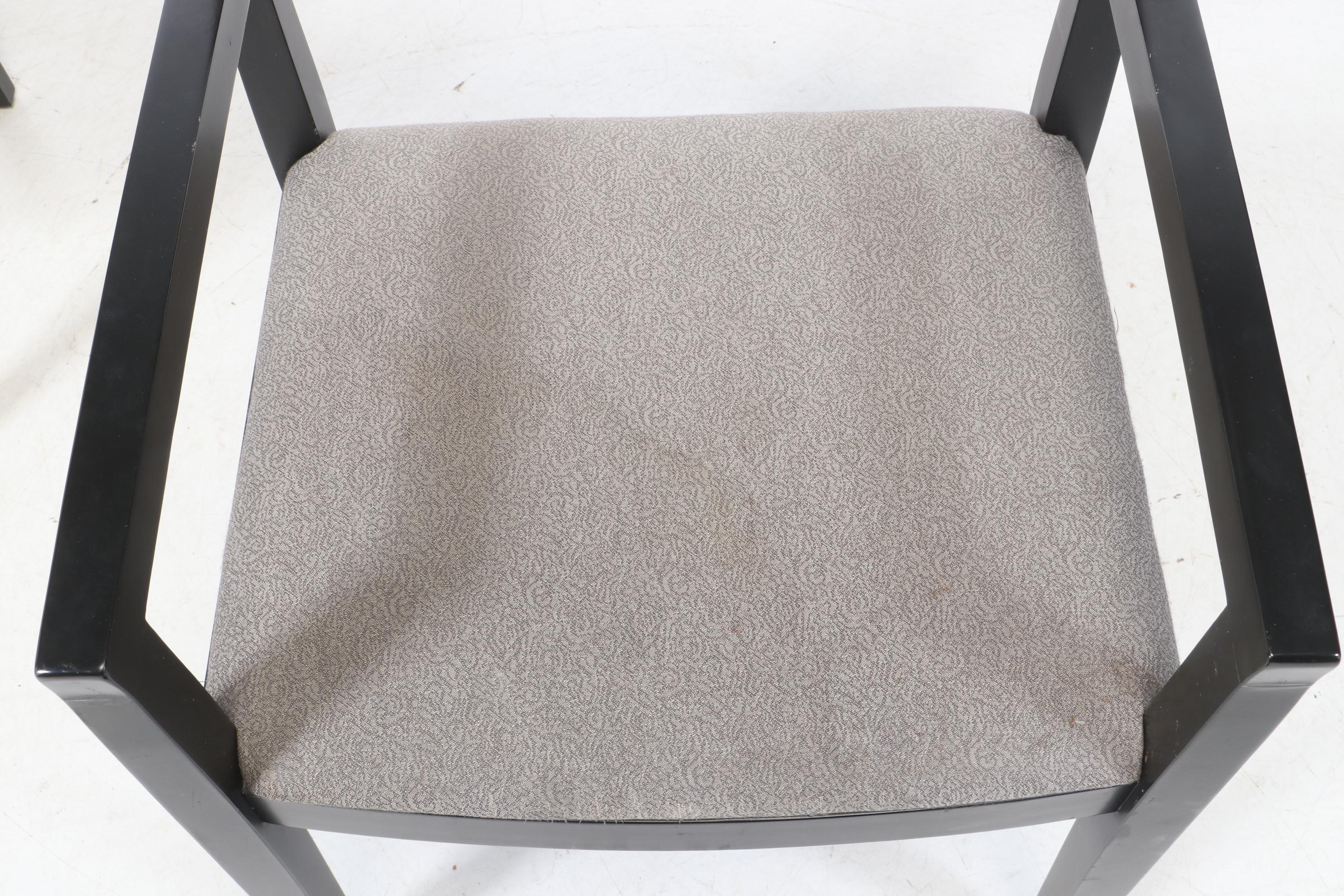 Contemporary Modern Knoll Studio "Ricchio" Ebonized Wood Arm Chairs, 1990s