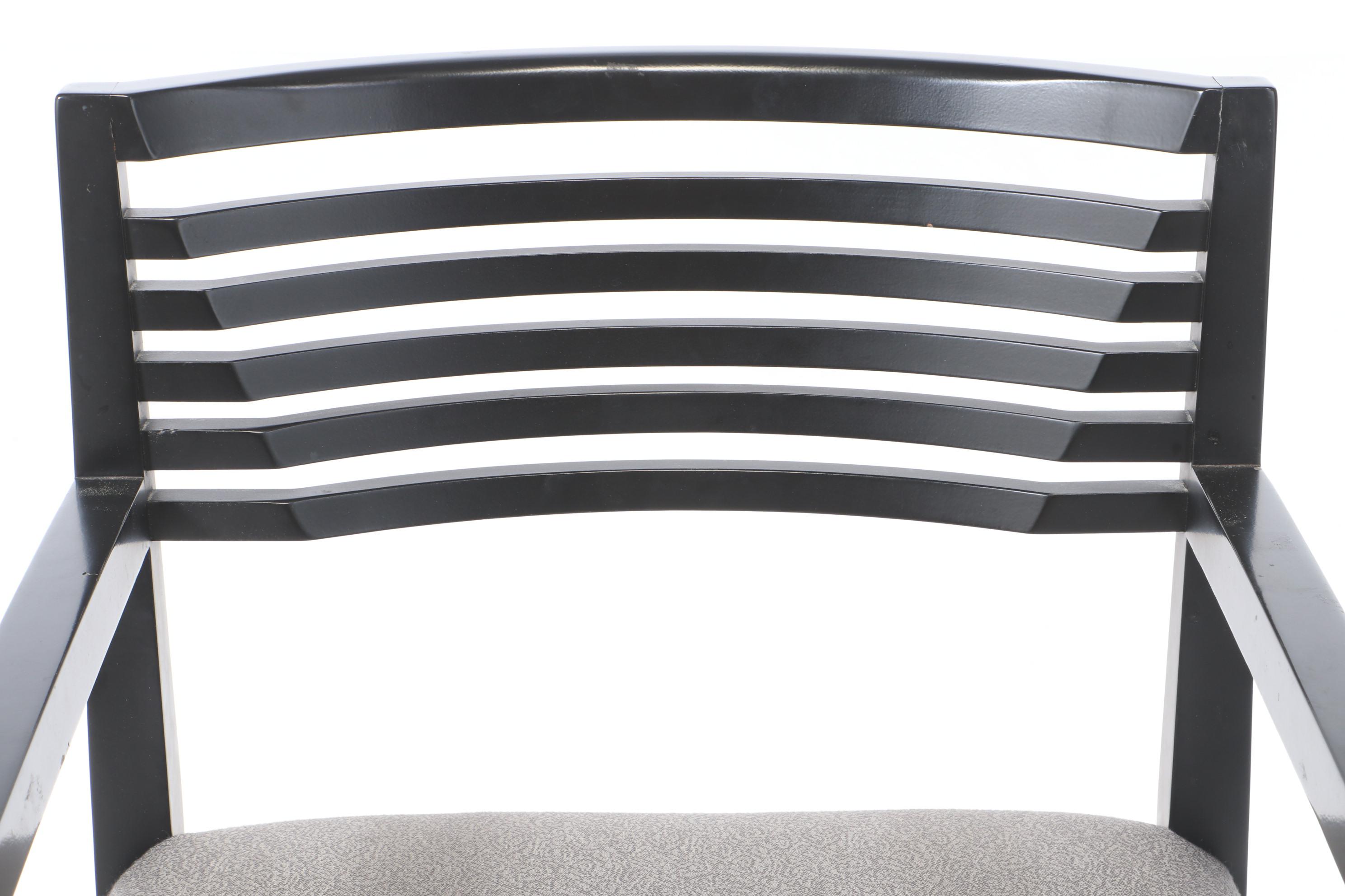 Contemporary Modern Knoll Studio "Ricchio" Ebonized Wood Arm Chairs, 1990s