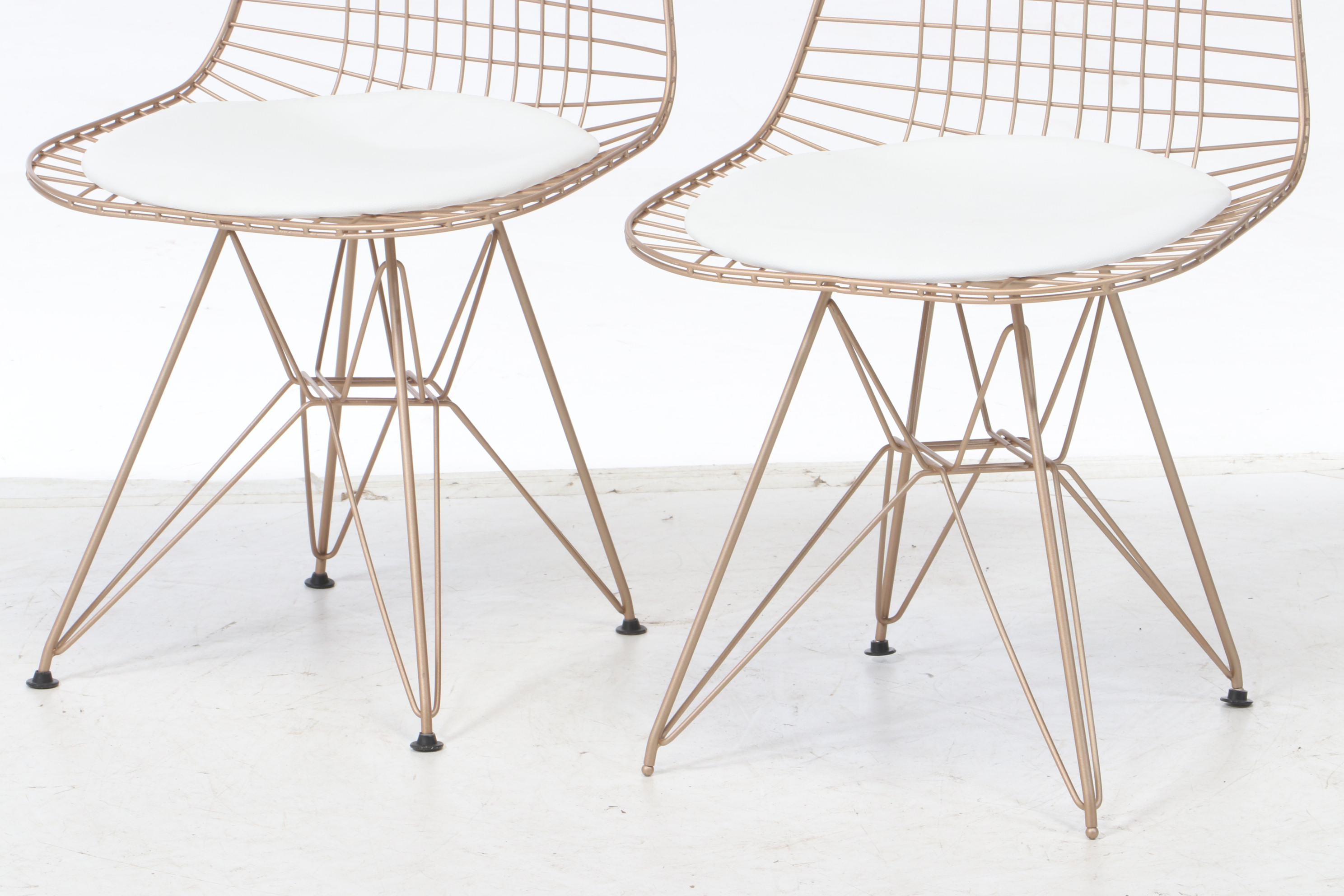 Contemporary Eames DKR-Style Cushioned Seat Wire Frame Side Chairs