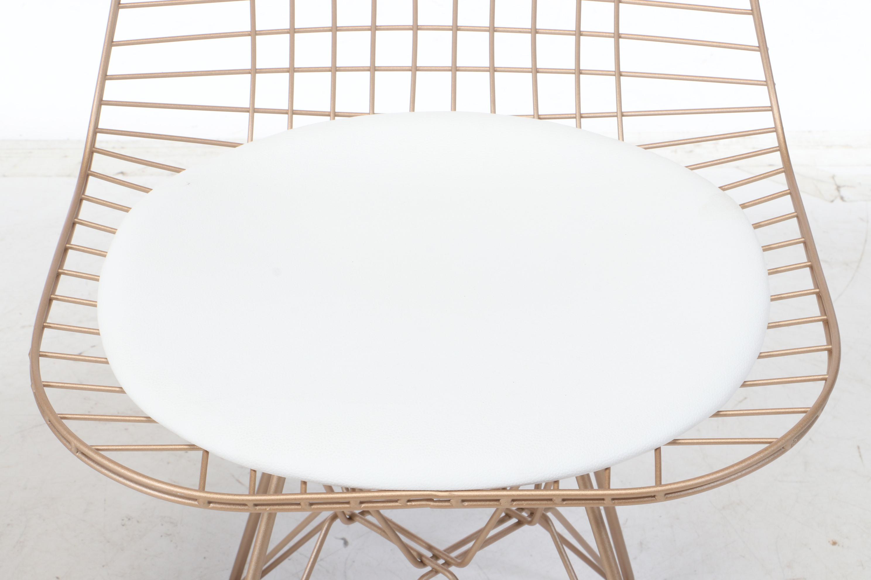 Contemporary Eames DKR-Style Cushioned Seat Wire Frame Side Chairs