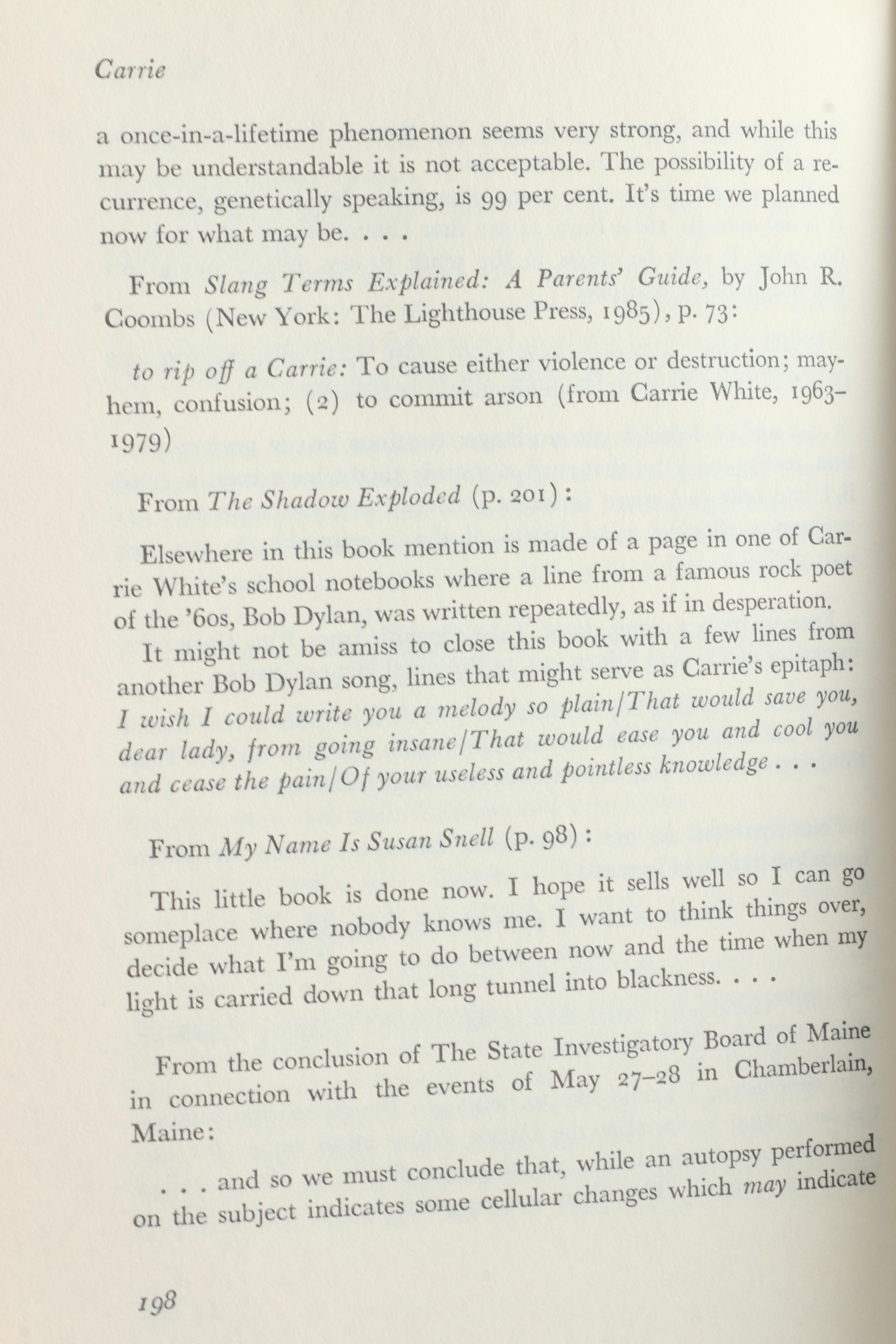 First Edition, First Printing "Carrie" by Stephen King with Dust Jacket, 1974