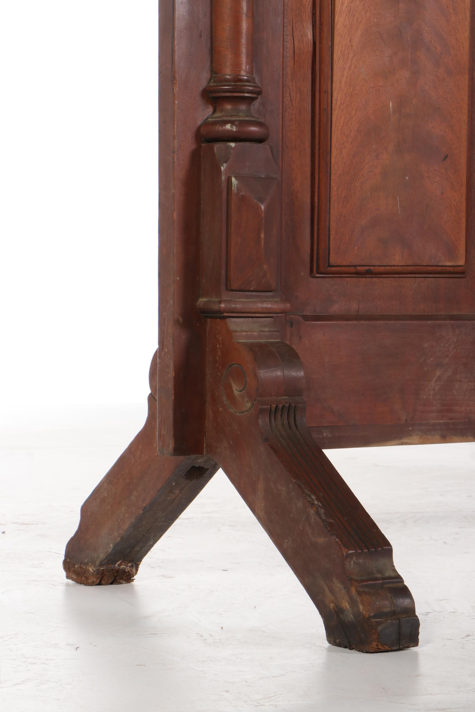 Victorian Mirrored and Stained Glass Walnut Room Divider, Late 19th Century