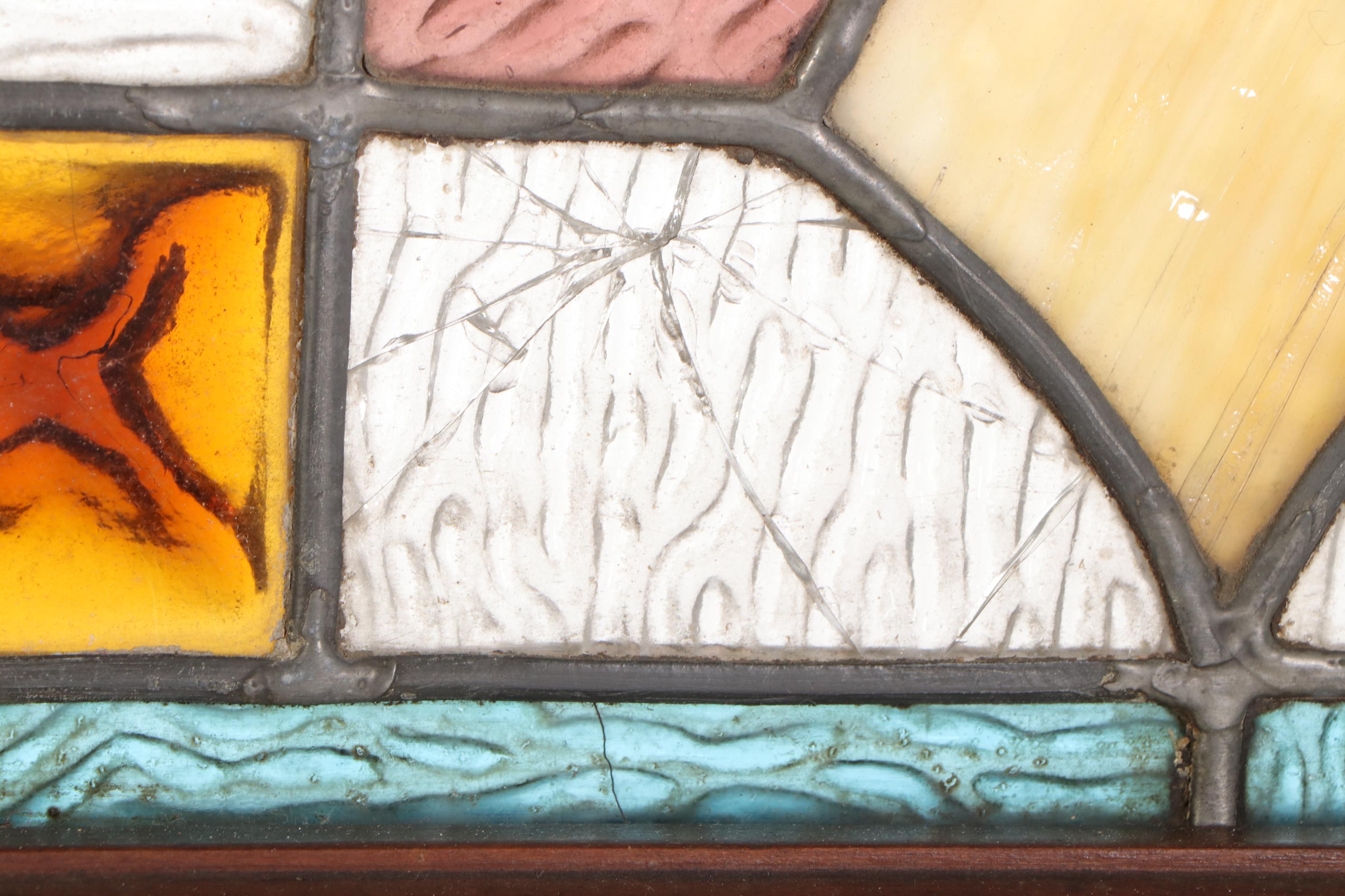 Victorian Mirrored and Stained Glass Walnut Room Divider, Late 19th Century