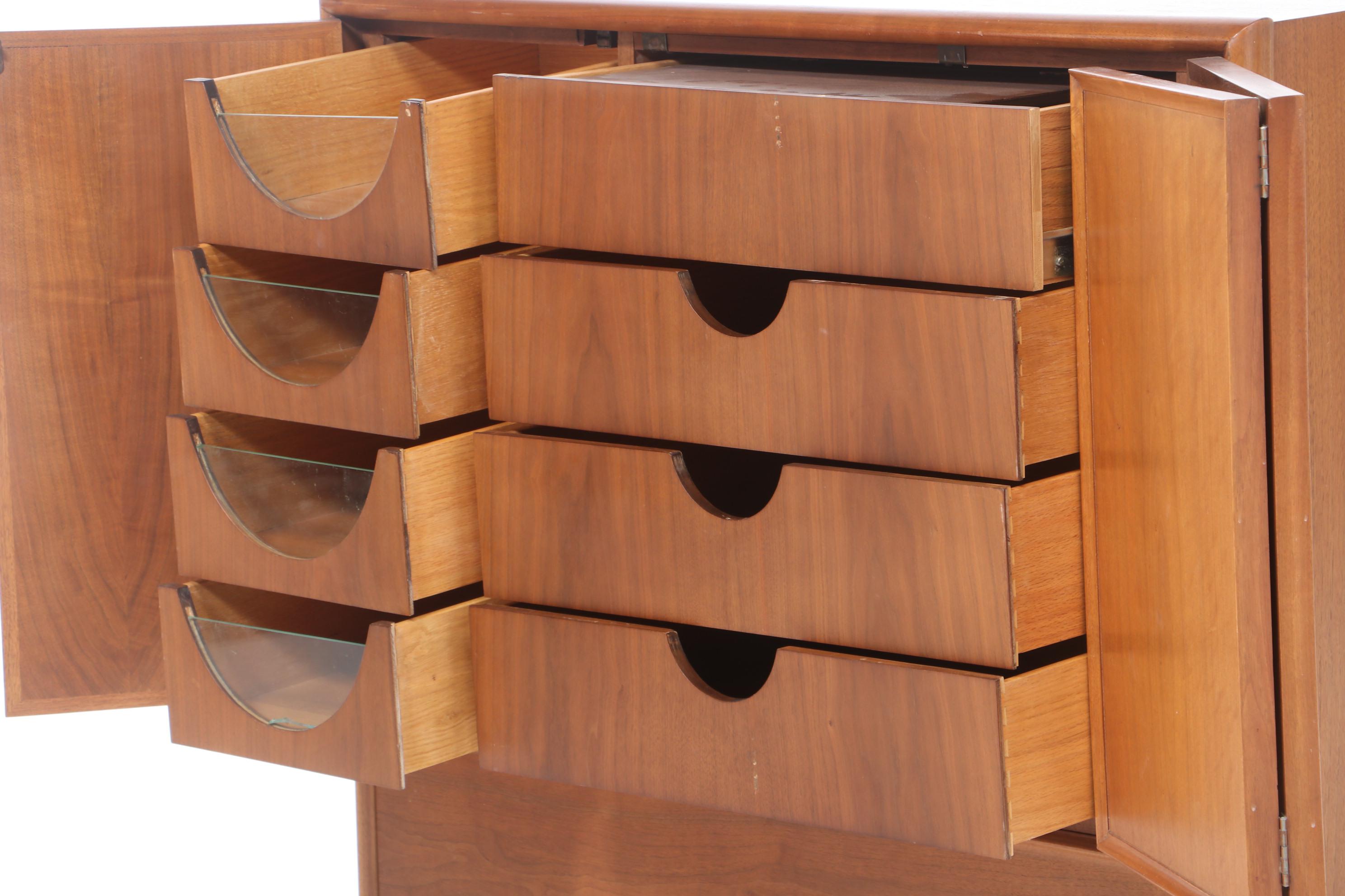 Mid Century Modern Walnut Vanity Cabinet, Mid 20th Century