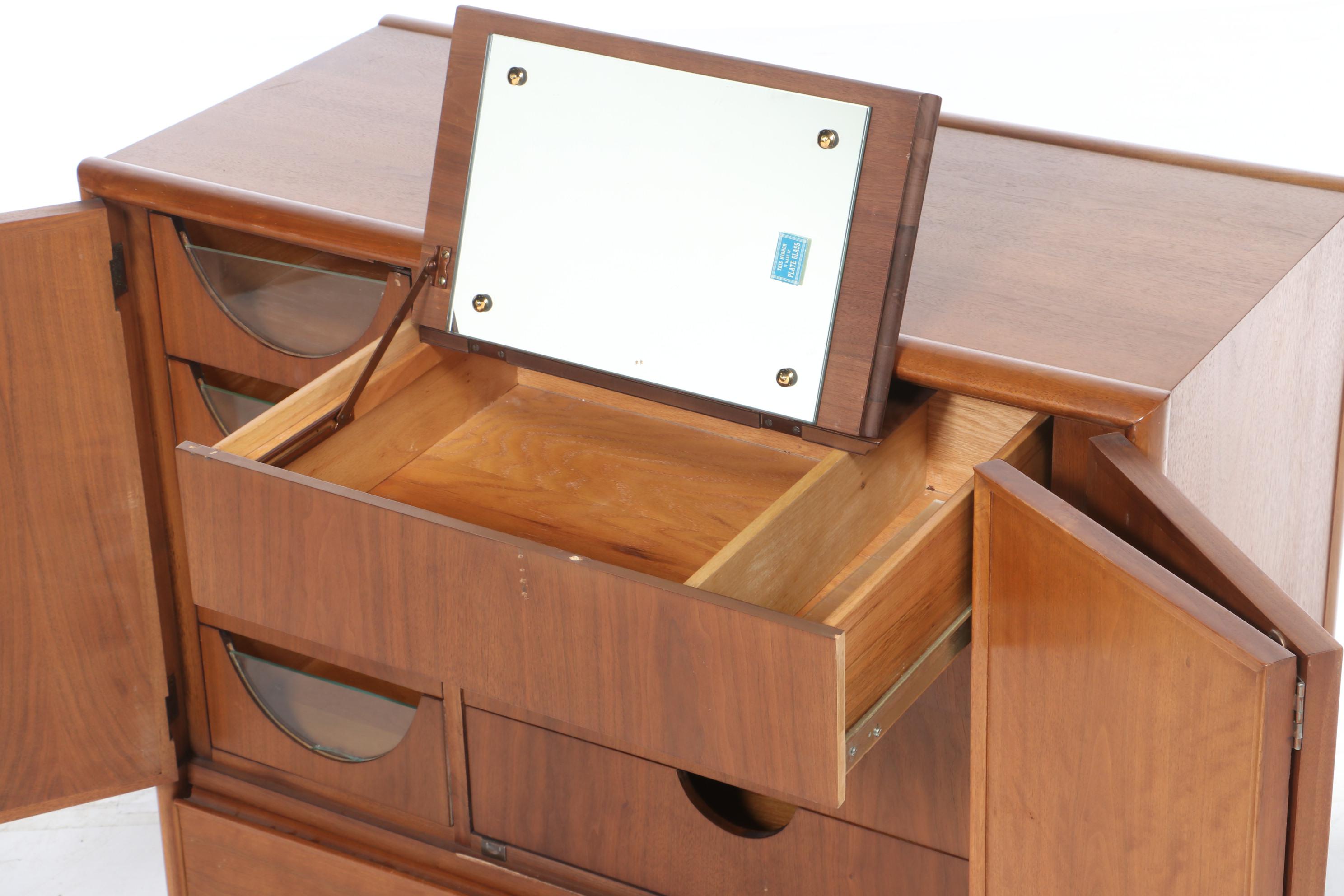 Mid Century Modern Walnut Vanity Cabinet, Mid 20th Century