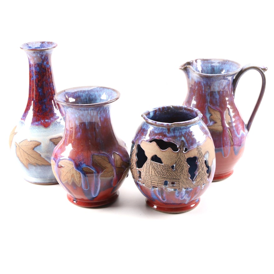 Robert Alewine Art Pottery Vases and Pitcher