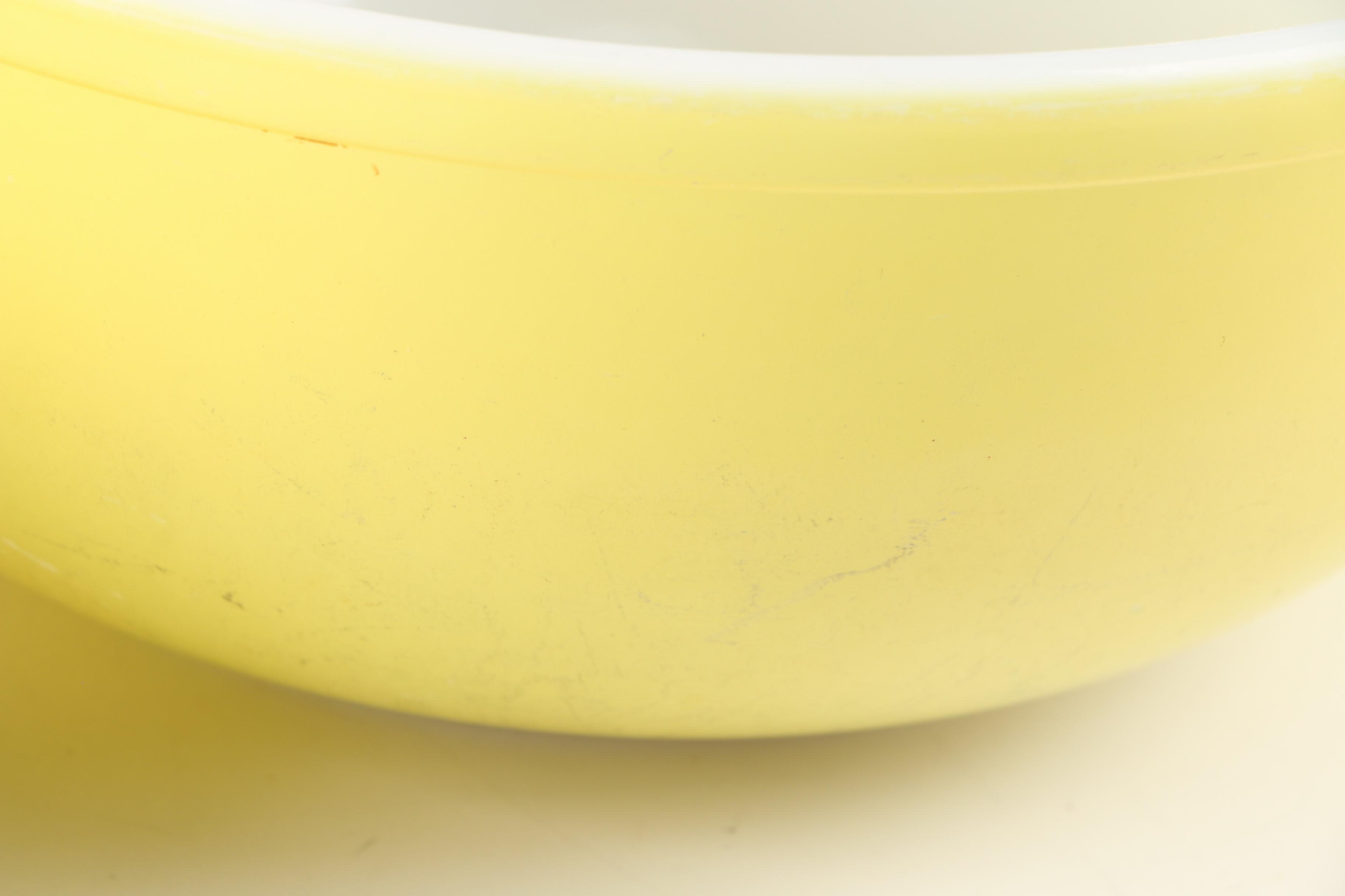 Pyrex Yellow and Red "Primary Colors" Glass Mixing Bowls