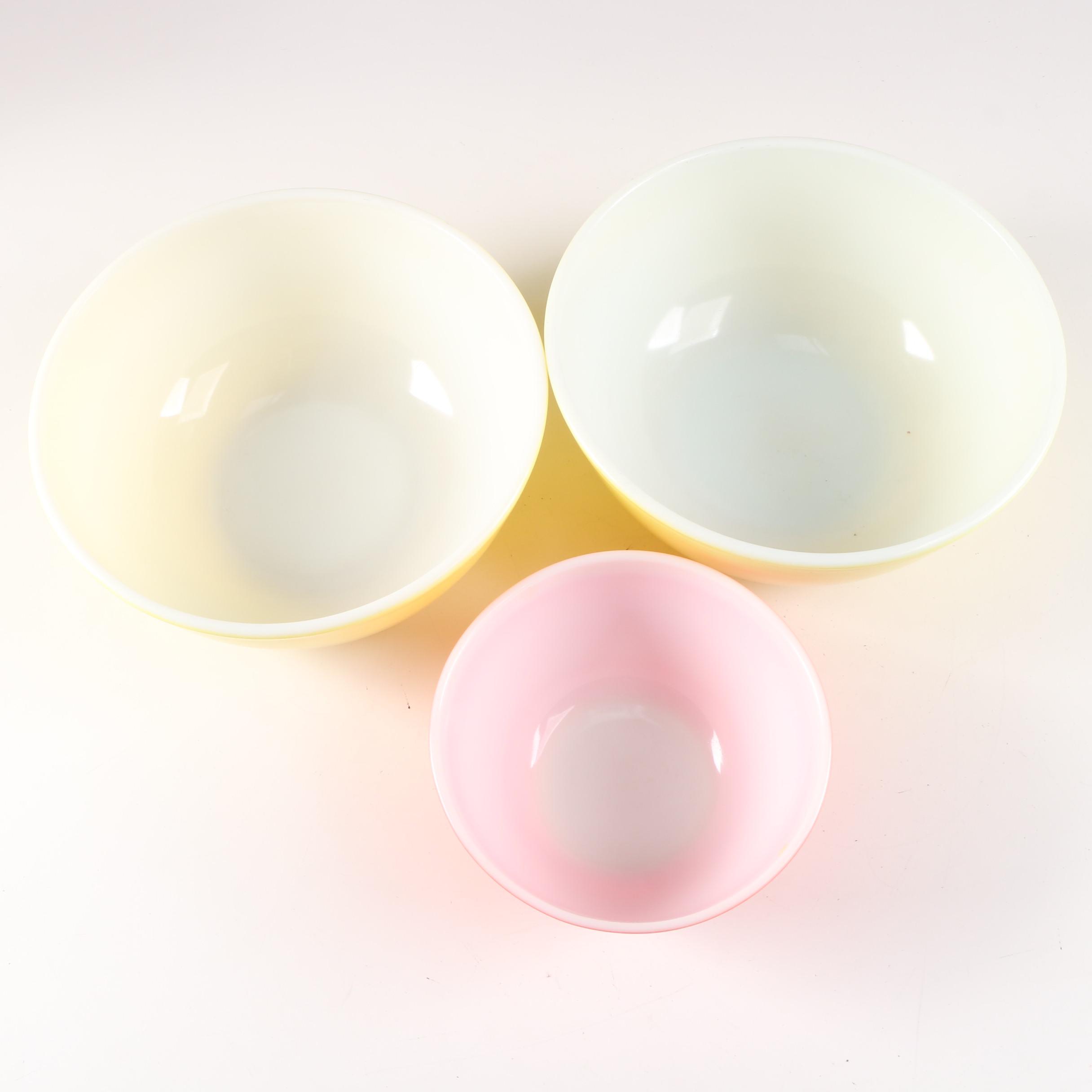 Pyrex Yellow and Red "Primary Colors" Glass Mixing Bowls