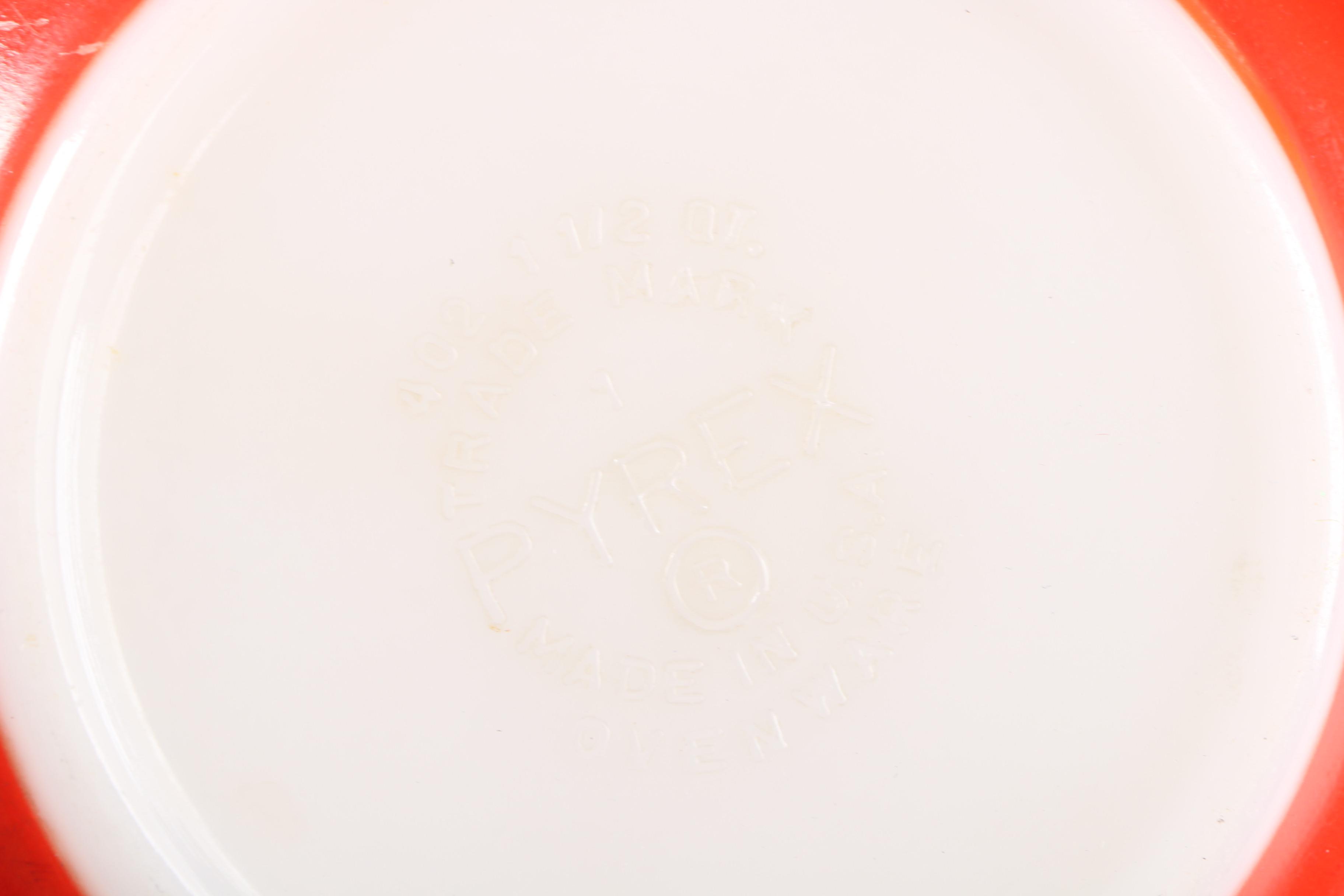 Pyrex Yellow and Red "Primary Colors" Glass Mixing Bowls