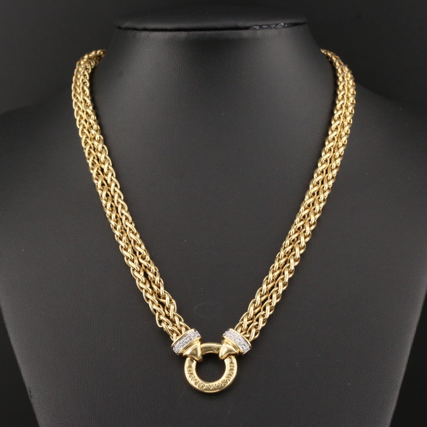 David Yurman 18K Yellow Gold Diamond Necklace