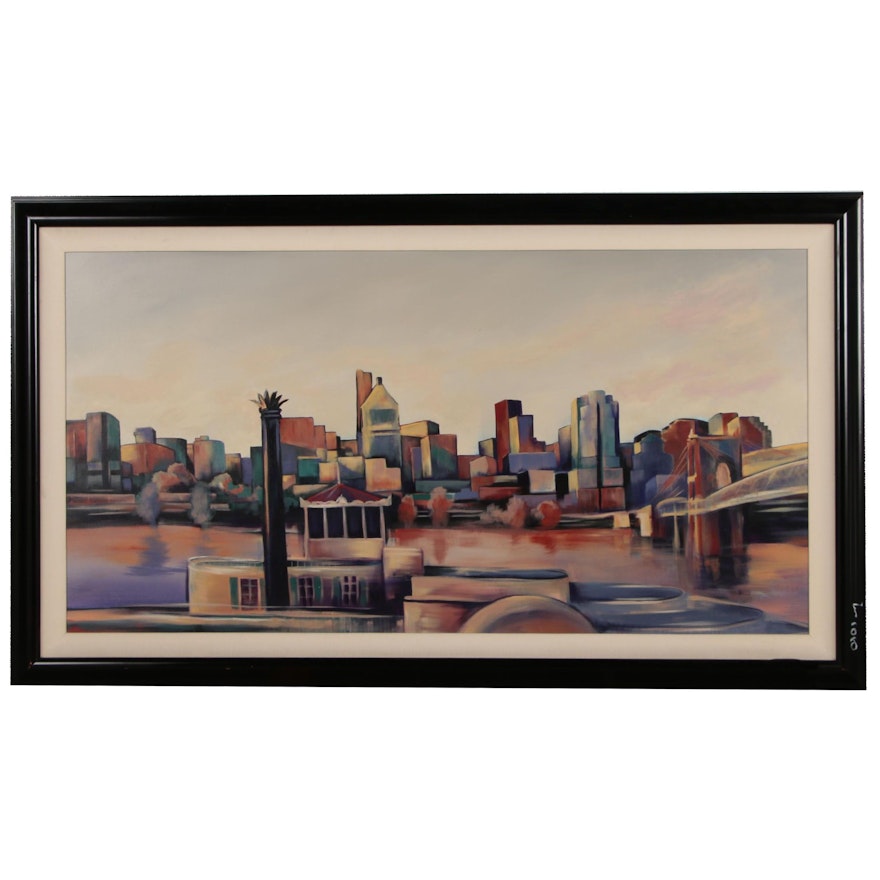 Cincinnati Skyline Monumental Acrylic Painting