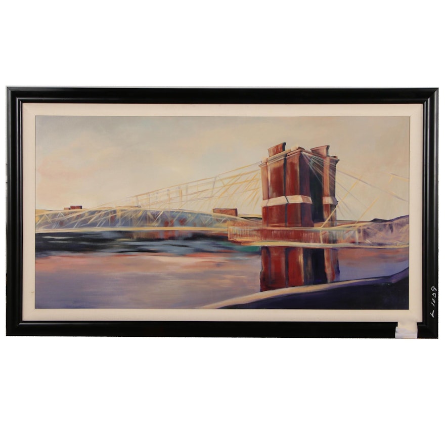 Cincinnati Roebling Bridge Monumental Acrylic Painting