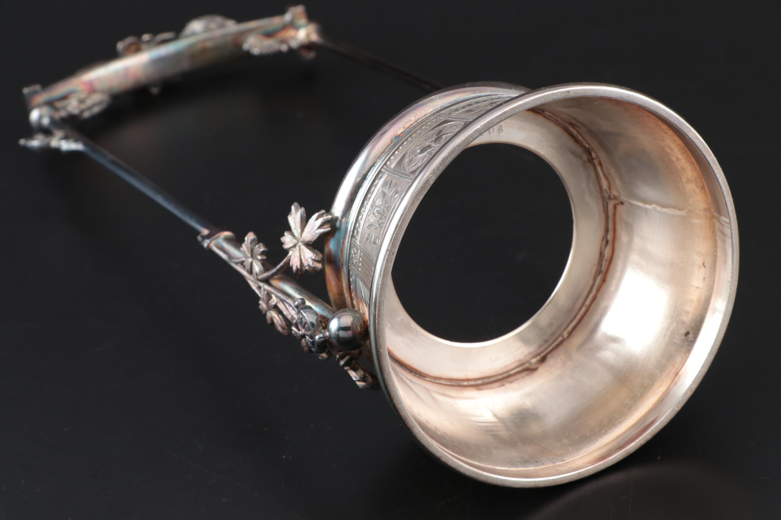 Meriden Britannia Co. Silver Plate Pickle Castor with Northwood "Royal Ivy" Jar