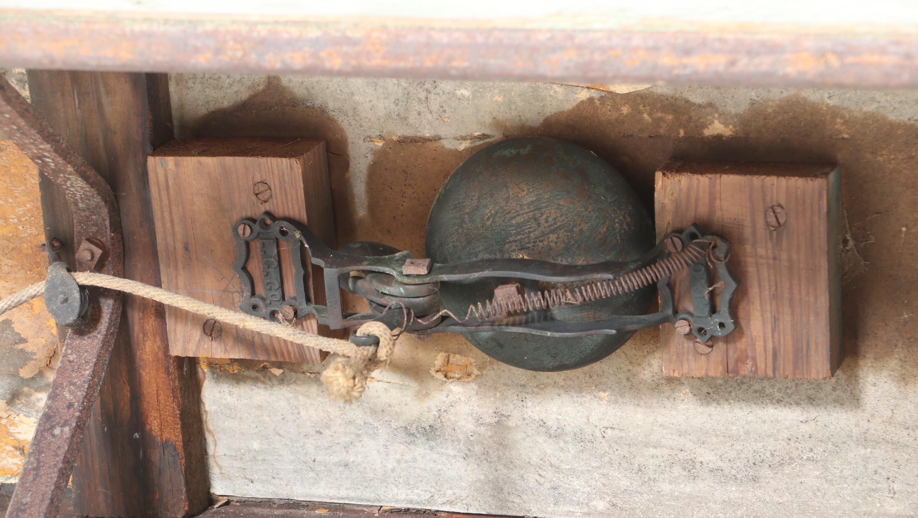 Painted Wooden Snow Sled with L.C. Company Bell, 20th Century
