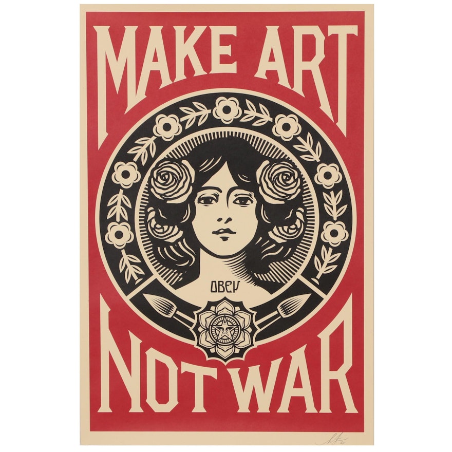 Shepard Fairey Offset Poster "Make Art Not War", 2020