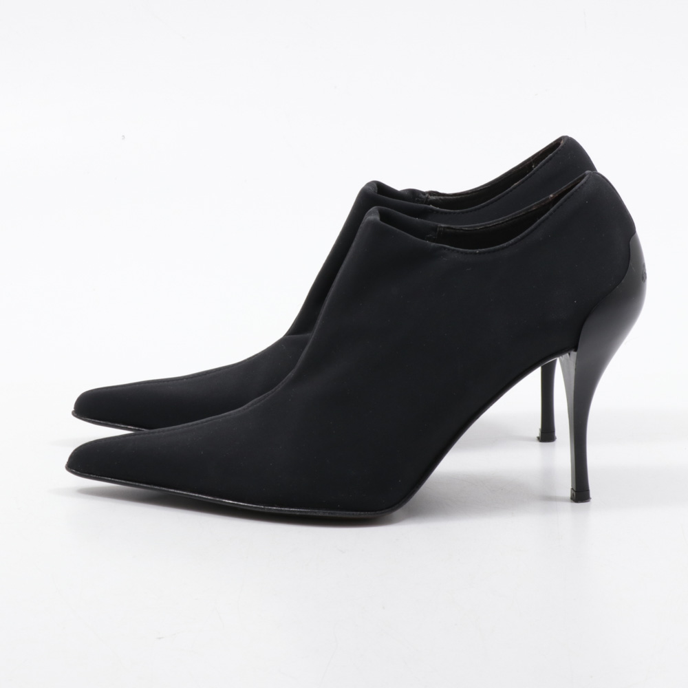 Donald J Pliner Black Slip-On Pointed Toe High Heel Booties