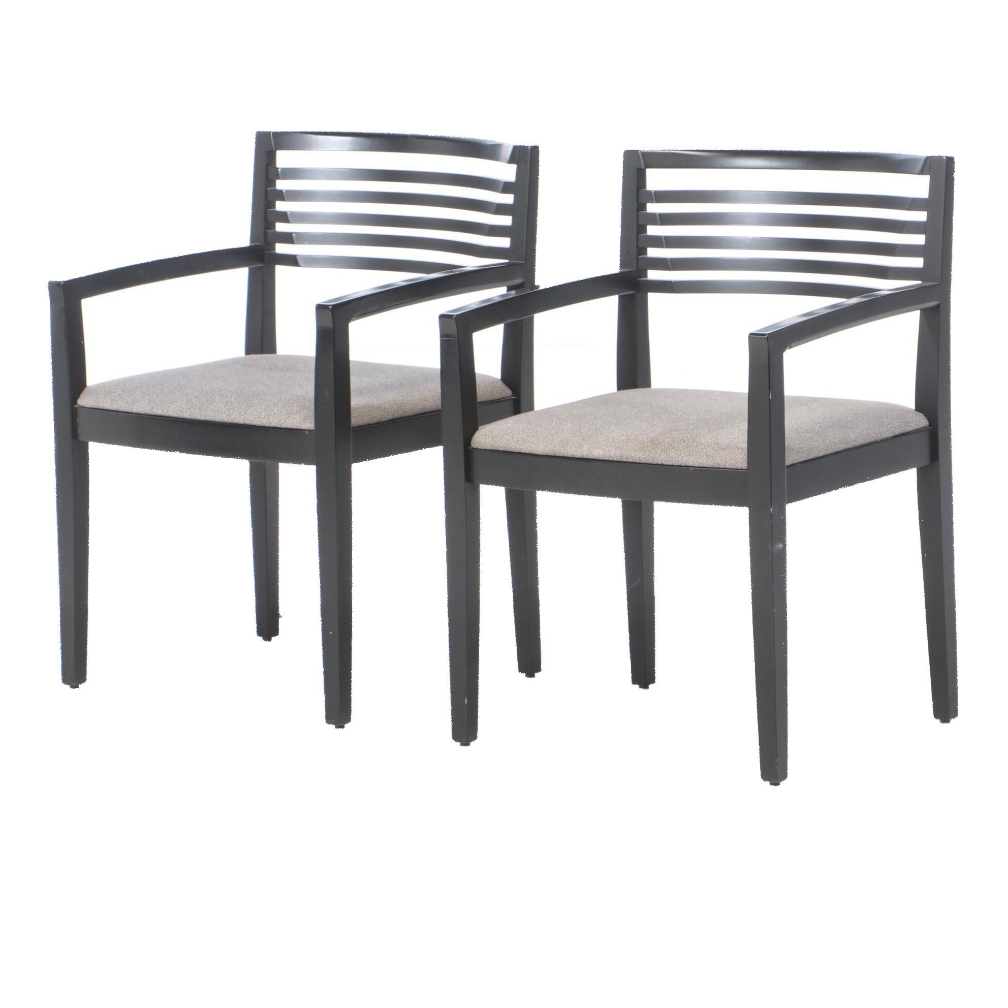 Contemporary Modern Knoll Studio "Ricchio" Ebonized Wood Arm Chairs, 1990s