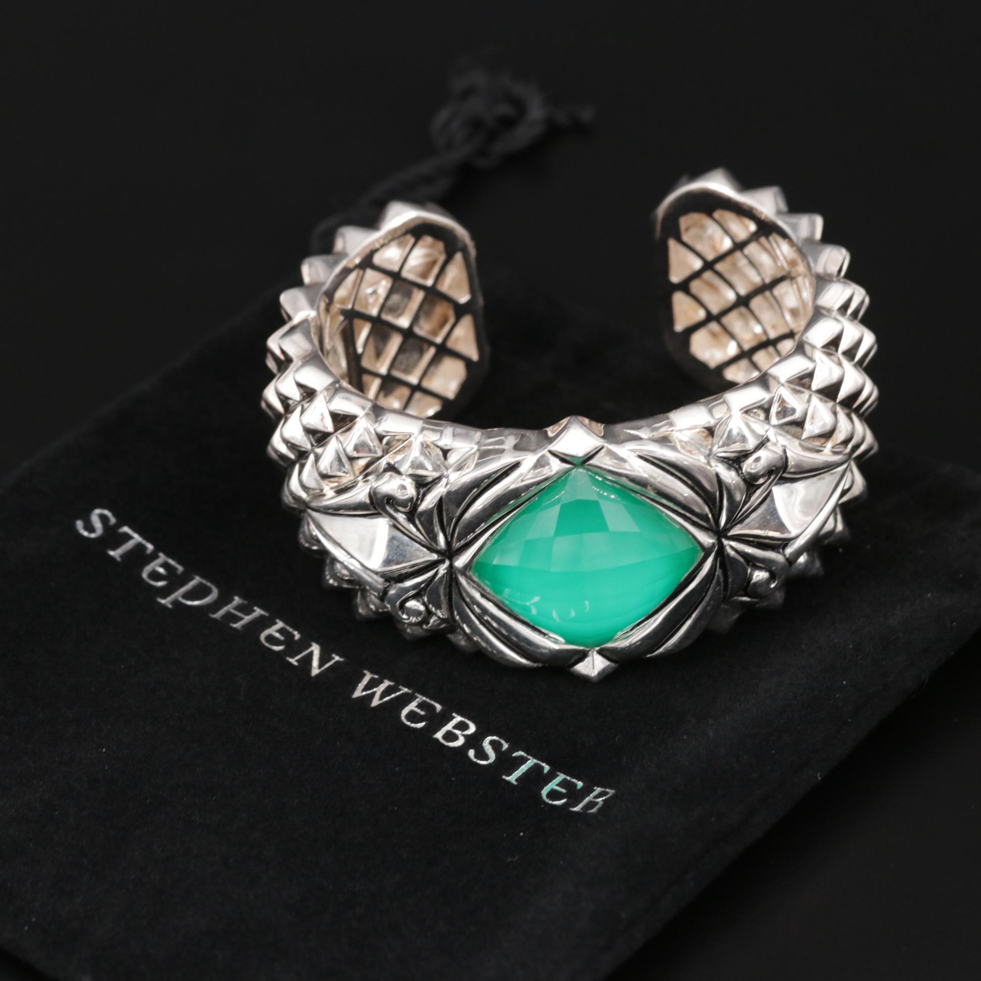 Stephen Webster Sterling Silver Quartz Doublet "Superstud Baroque" Hinged Cuff