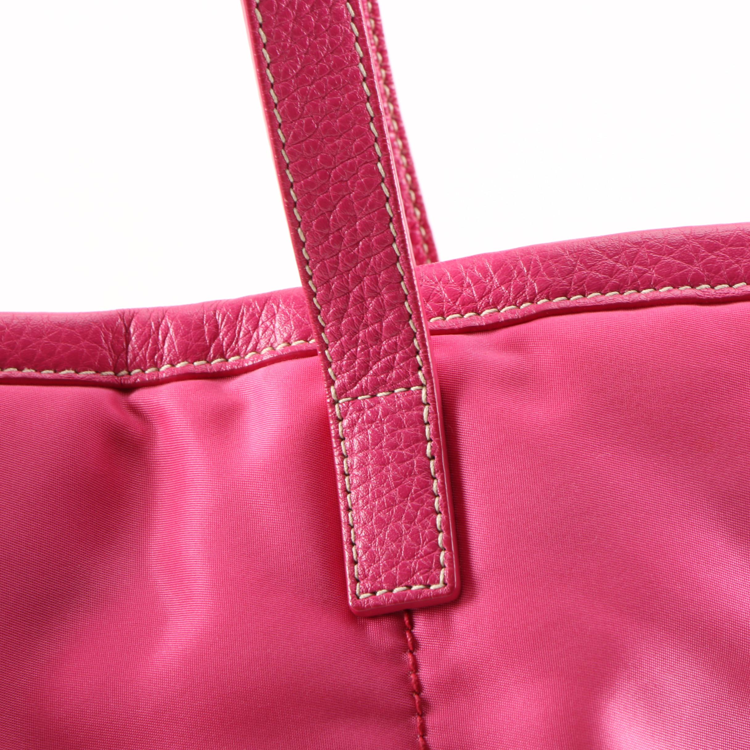 Prada Tote Bag in Pink Tessuto Nylon and Leather