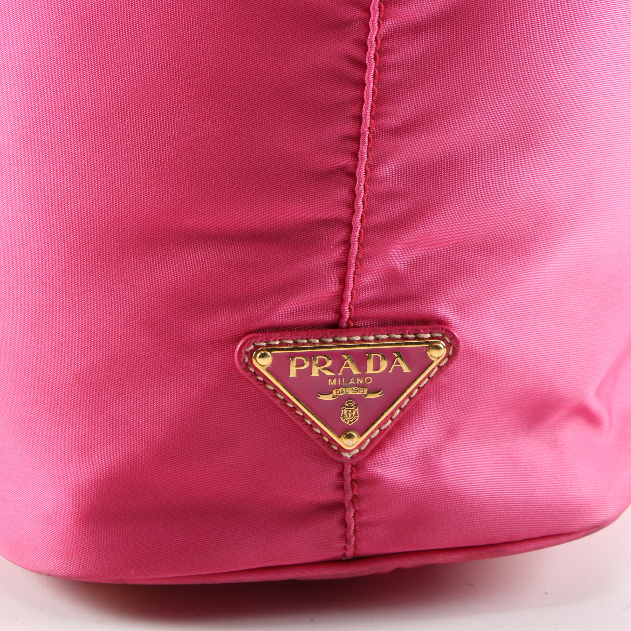 Prada Tote Bag in Pink Tessuto Nylon and Leather