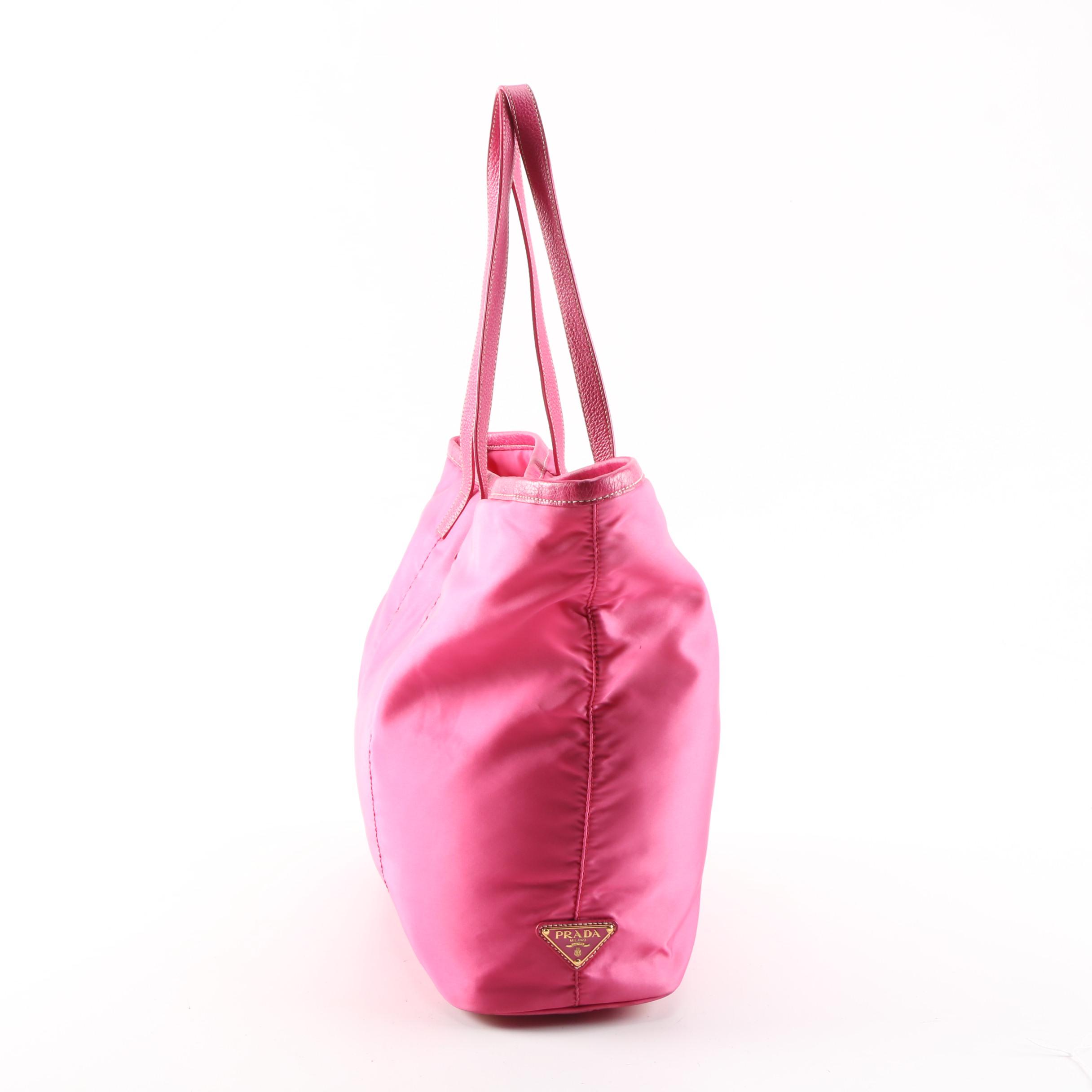 Prada Tote Bag in Pink Tessuto Nylon and Leather