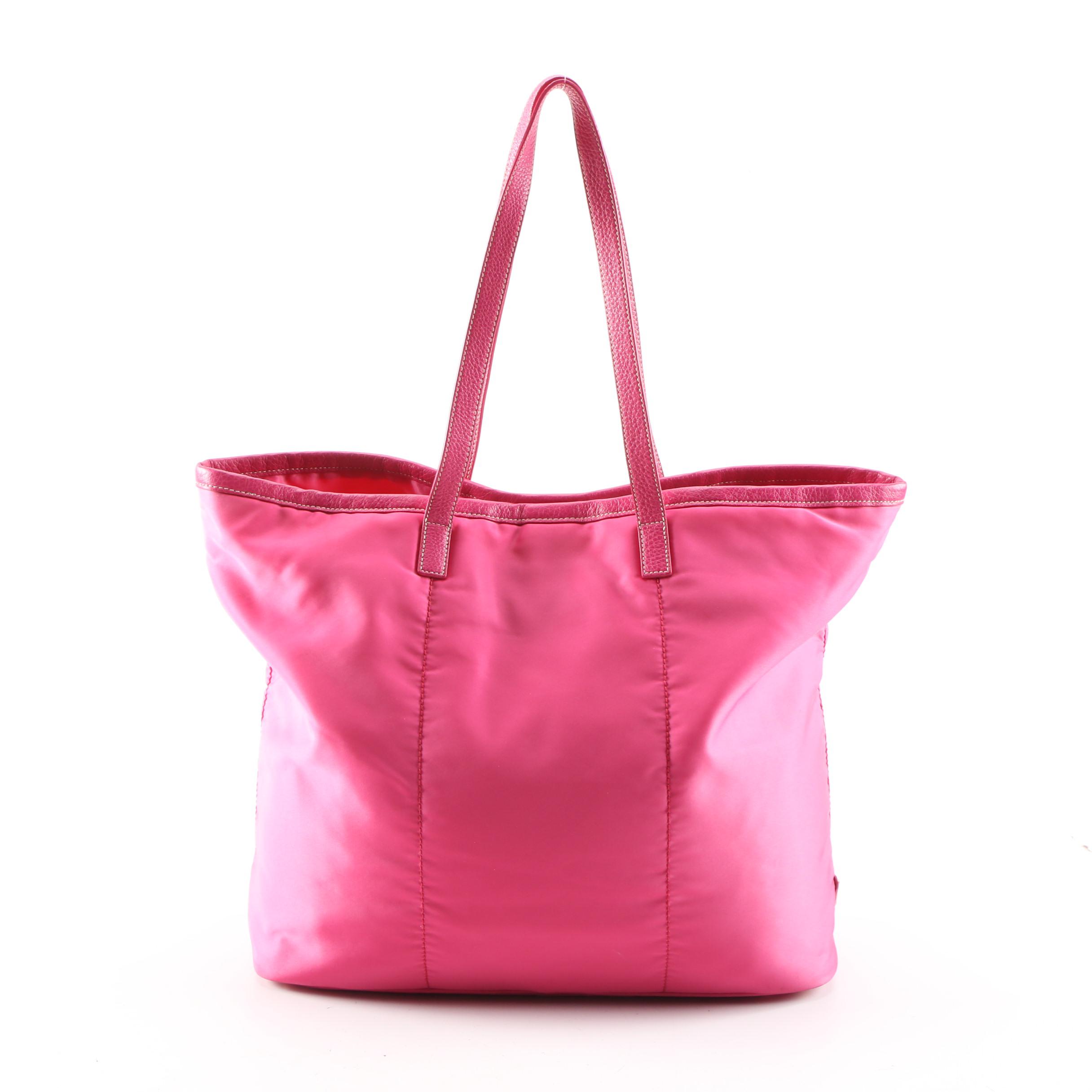 Prada Tote Bag in Pink Tessuto Nylon and Leather