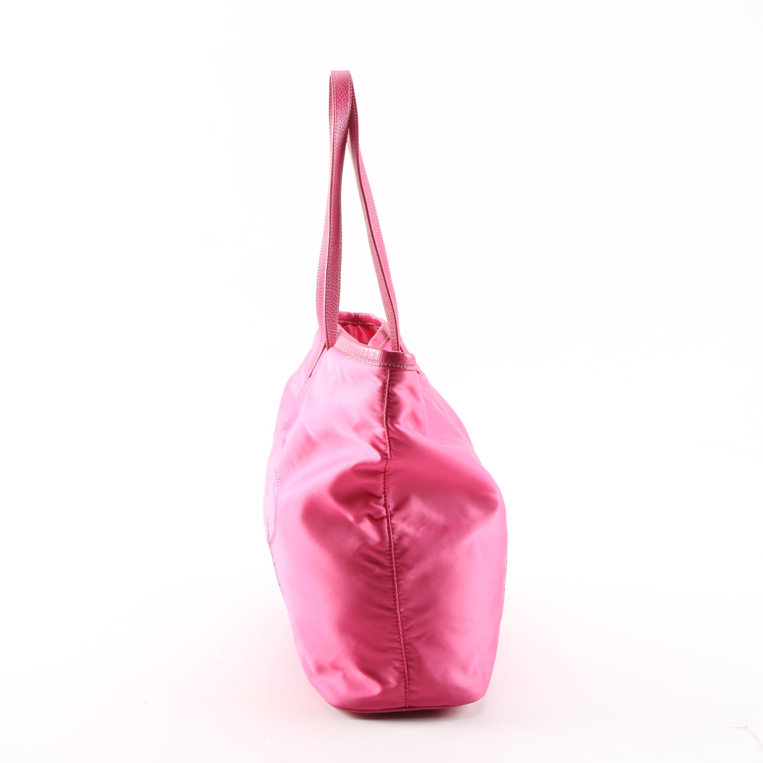 Prada Tote Bag in Pink Tessuto Nylon and Leather