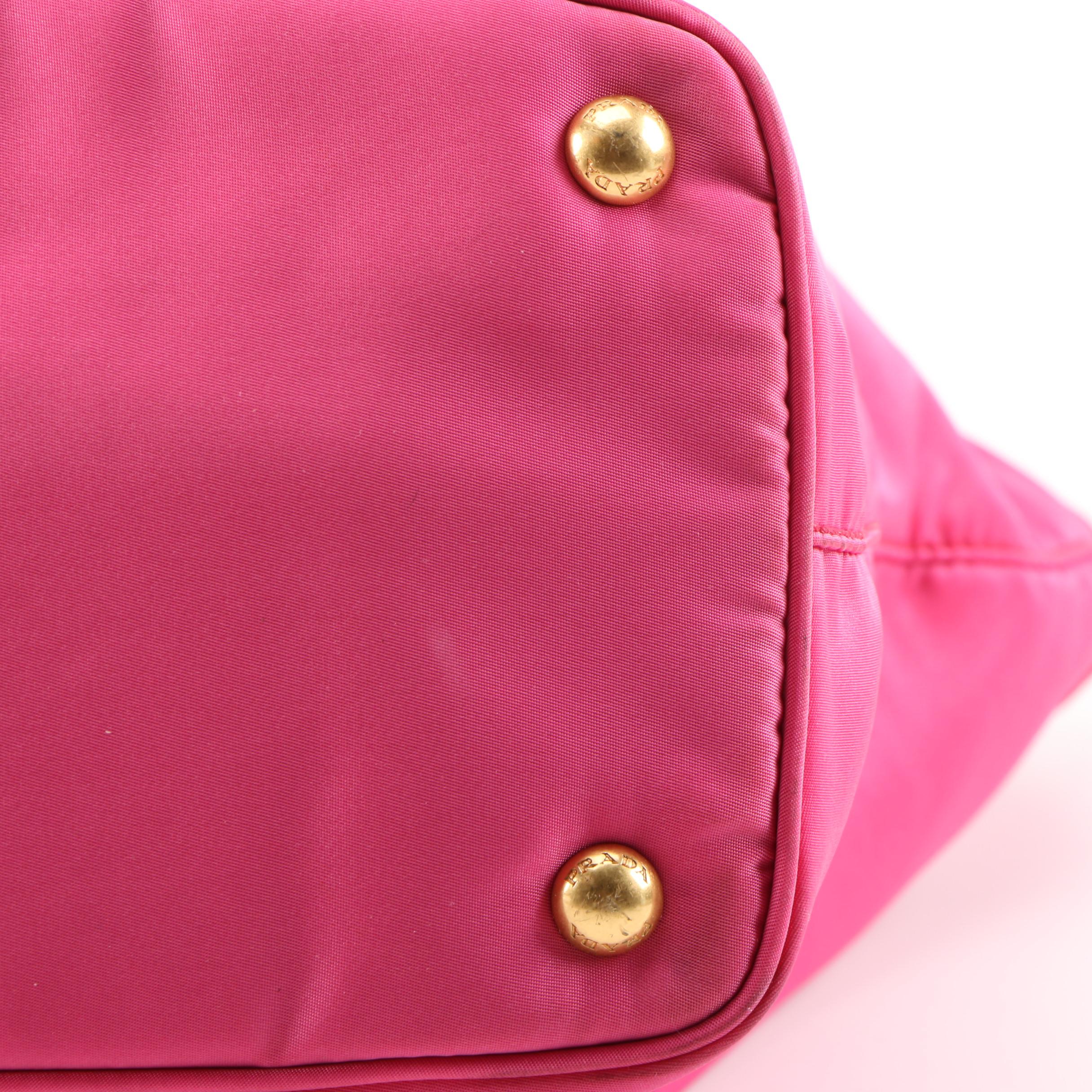 Prada Tote Bag in Pink Tessuto Nylon and Leather