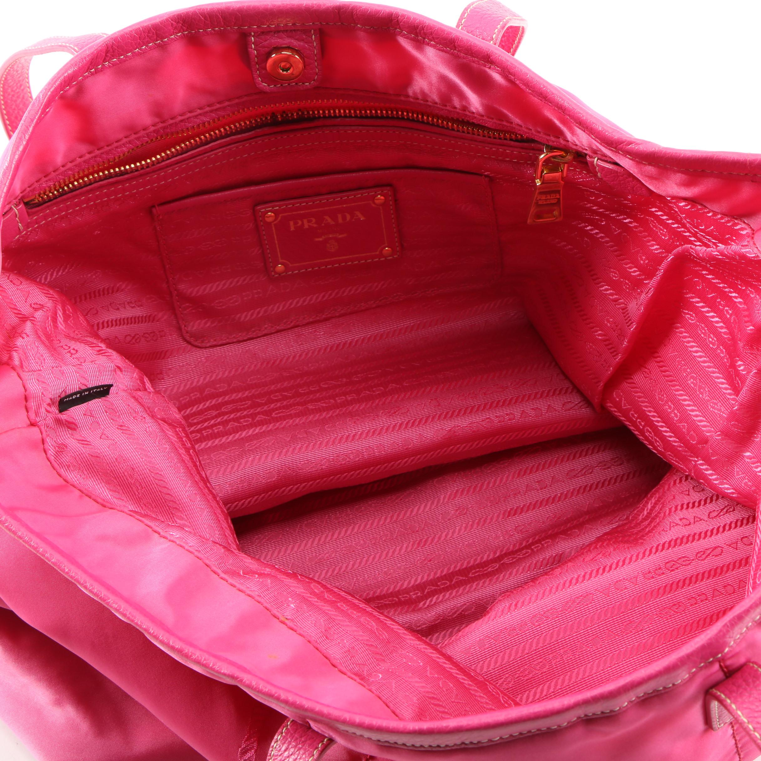 Prada Tote Bag in Pink Tessuto Nylon and Leather