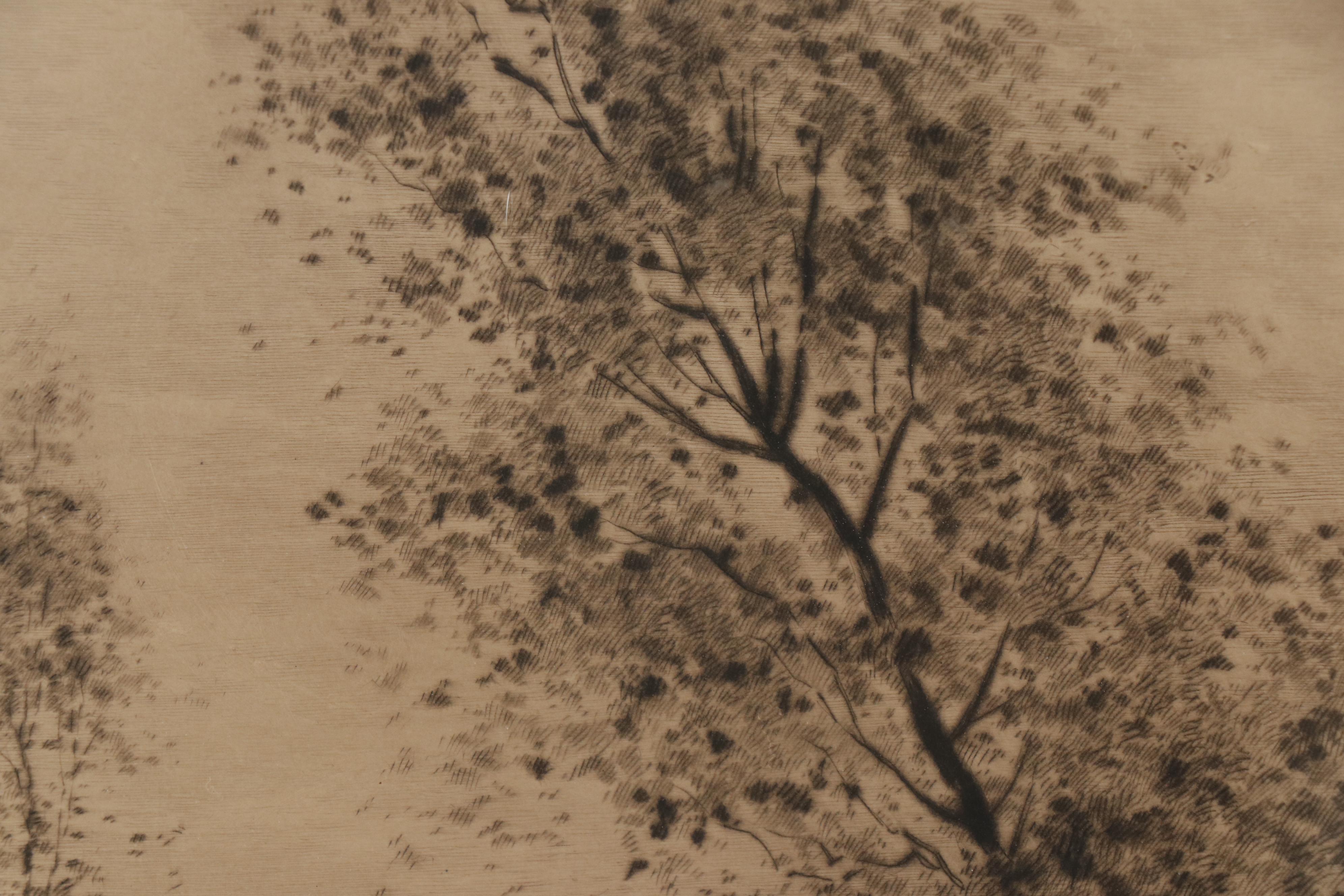 Camille Fonce Etching of Waterscape, Early 20th Century