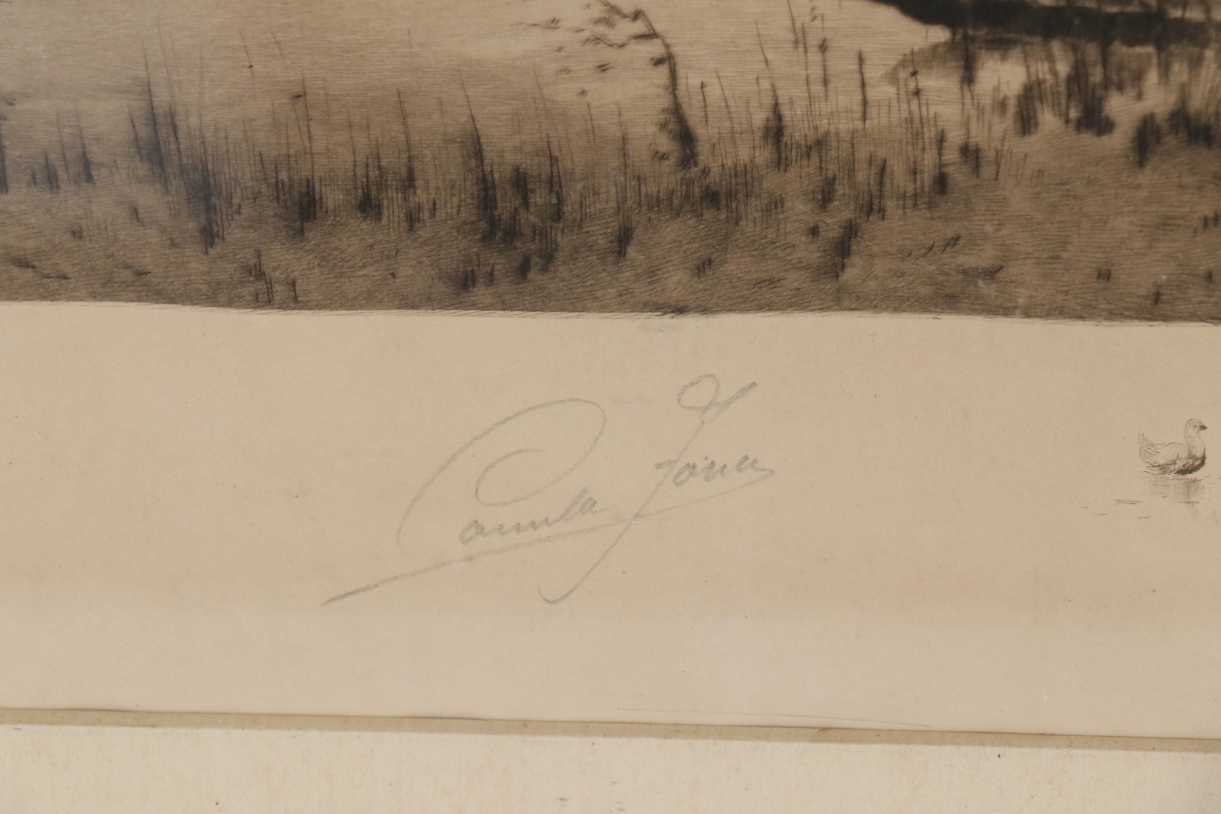 Camille Fonce Etching of Waterscape, Early 20th Century