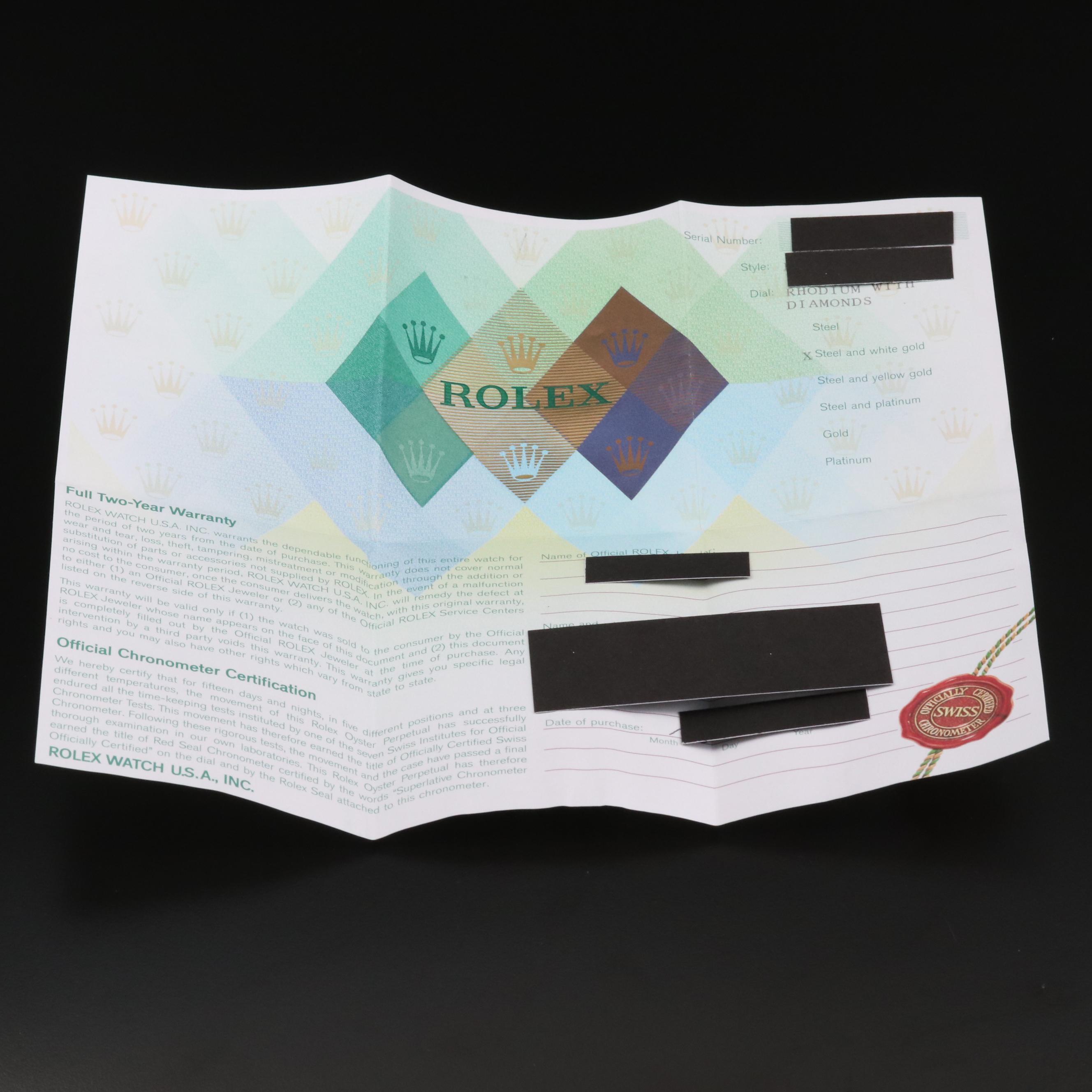 Rolex Datejust Stainless Steel and 18K Gold Watch with Rhodium Diamond Dial