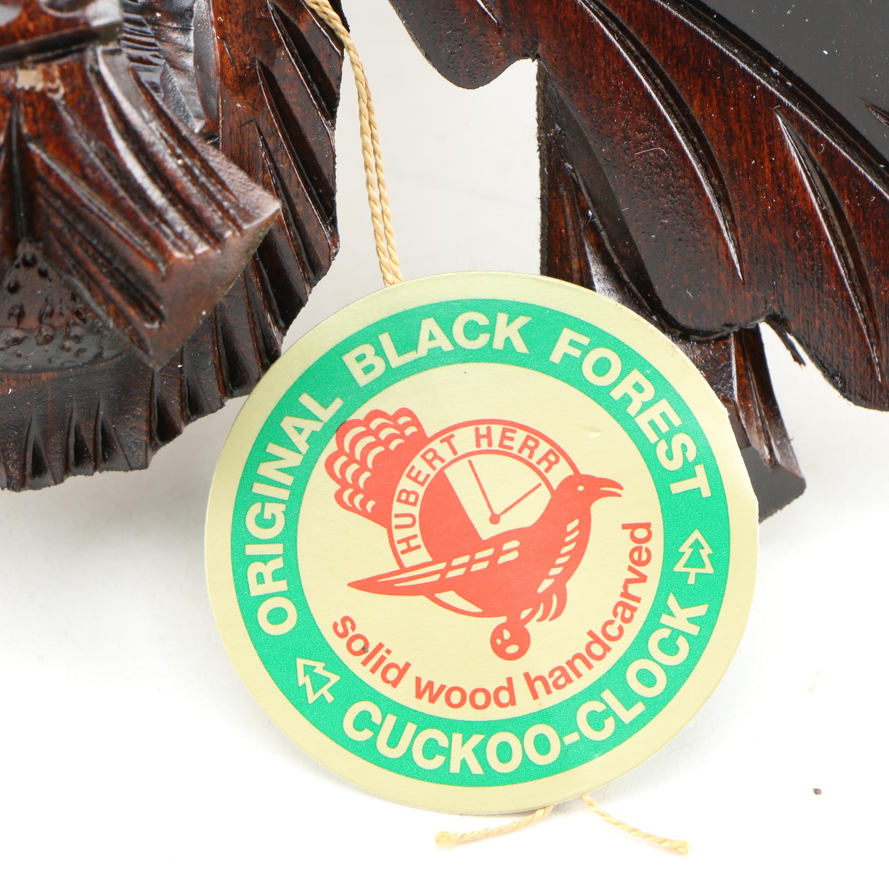 Hubert Herr German Black Forest  Decorative Leaf and Squirrel Motif Cuckoo Clock